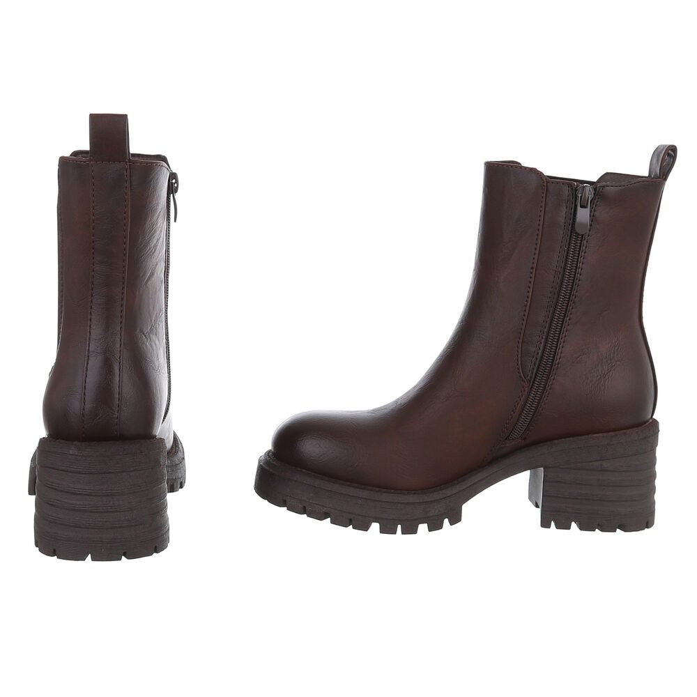 Ital-Design Modische Chelsea Boots mit elastischen Einsätzen für Damen Plateaustiefelette (90648975) Blockabsatz Stiefeletten in Braun