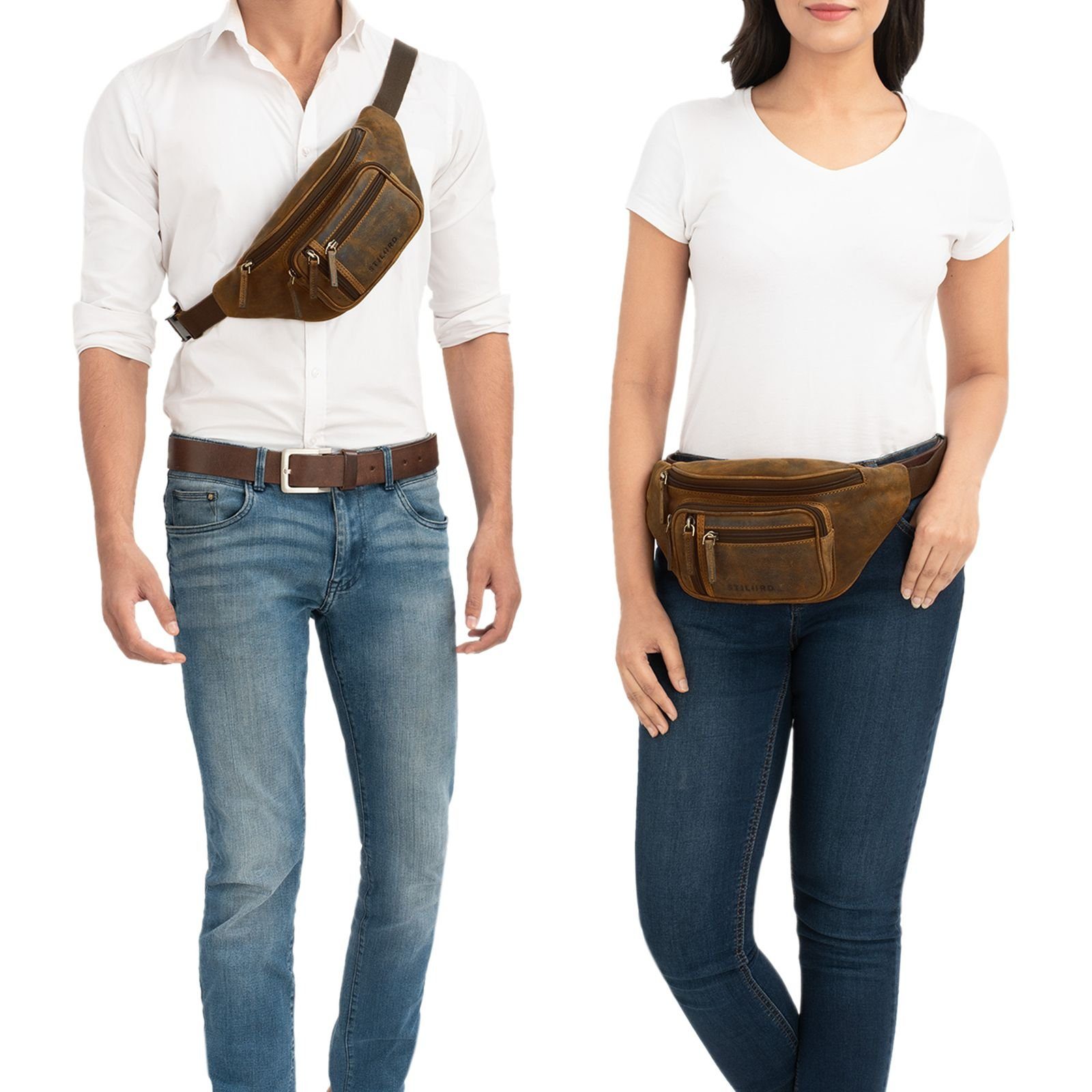 STILORD Bauchtasche "Greg" Bauchtasche / Gürteltasche Echtes Leder für Damen Herren Groß