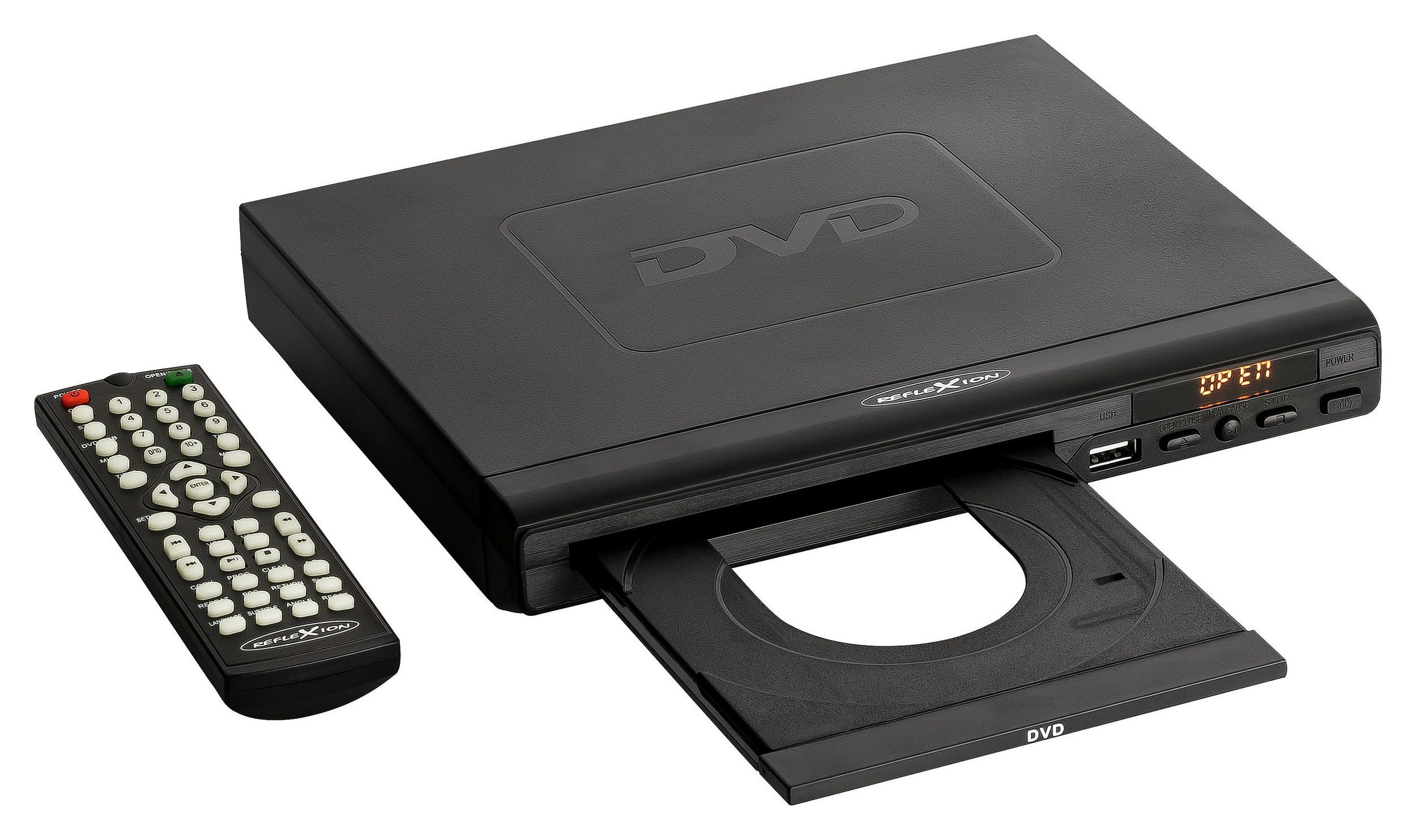 Reflexion DVD367 DVD/CD-Player mit Außendisplay DVD-Player (Full HD, Display, HDMI, Fernbedienung und CD Kopierfunktion auf USB)