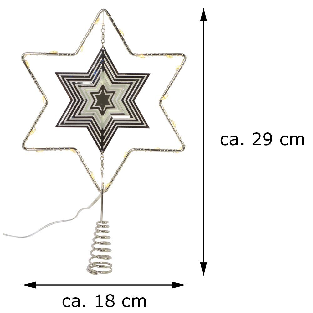 RIFFELMACHER & WEINBERGER Christbaumspitze Stern mit LED Beleuchtung - 18 x 29 cm (1-tlg)
