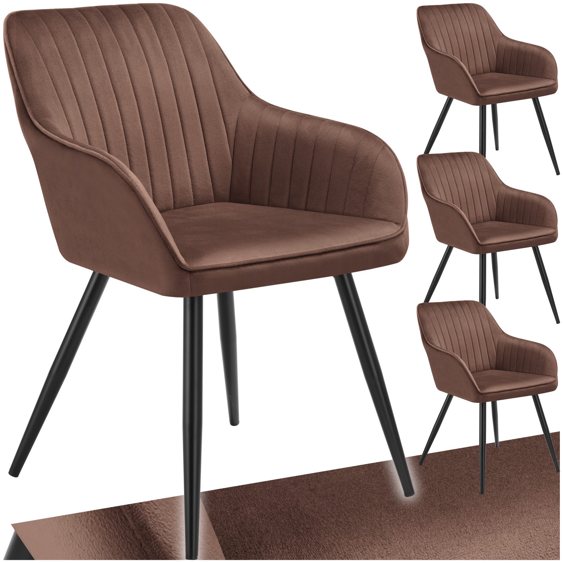 tectake Esszimmerstuhl Stuhl Marilyn, Samtoptik, gesteppt (Set, 4 St), Extr günstig online kaufen