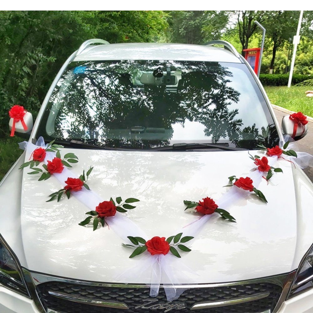 Kunstblume Autoschmuck Hochzeit Motorhaube Auto Wedding Deko Girlande, Coonoor