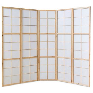 Homestyle4u Paravent 5fach Holz Raumteiler Shoji Wand natur, 5-teilig
