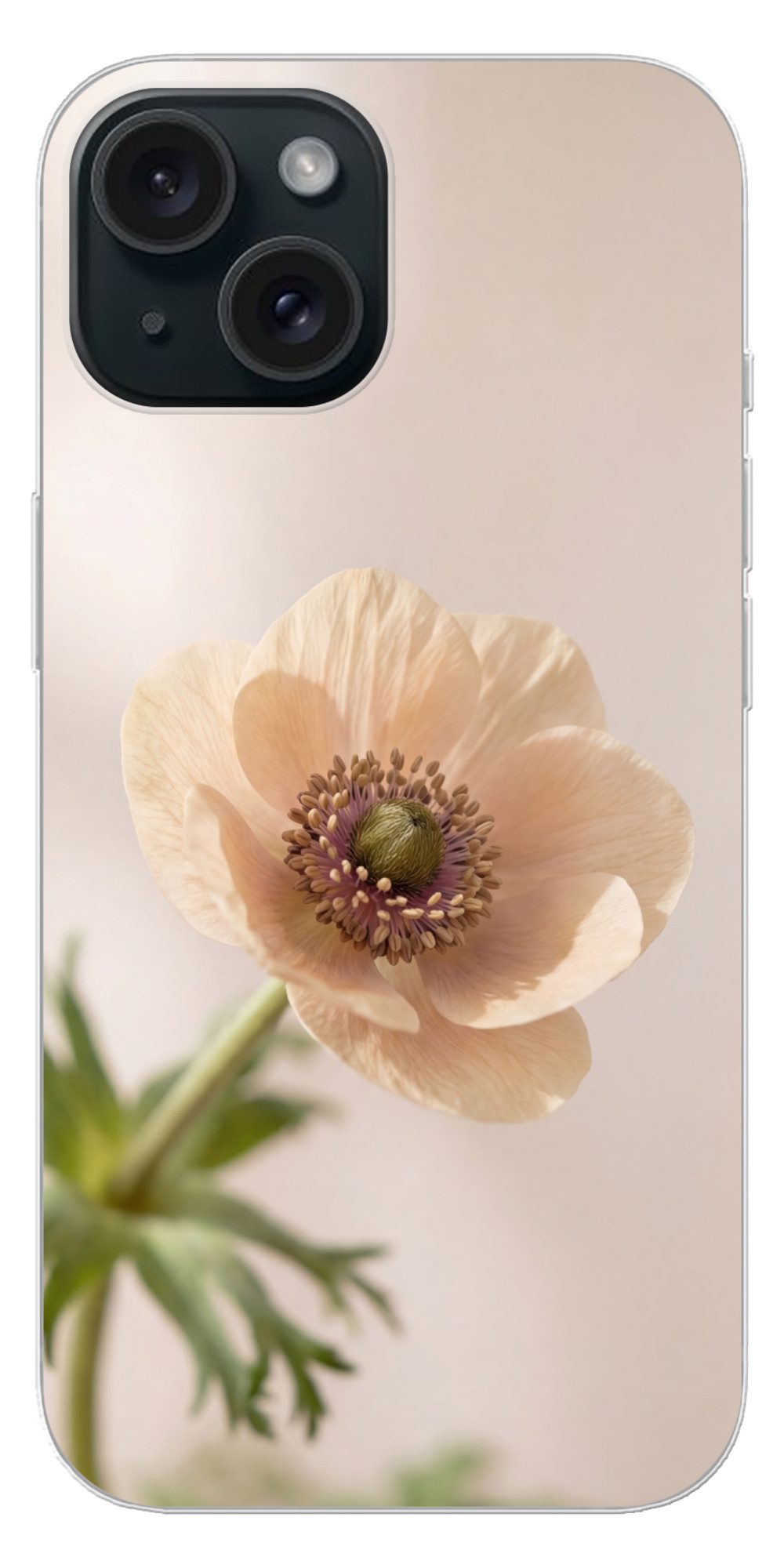 MuchoWow Handyhülle für Apple iPhone 15 Blume - Minimalistisch - Grün, Smartphone-Bumper, Print, Handy Schutzhülle Dünn