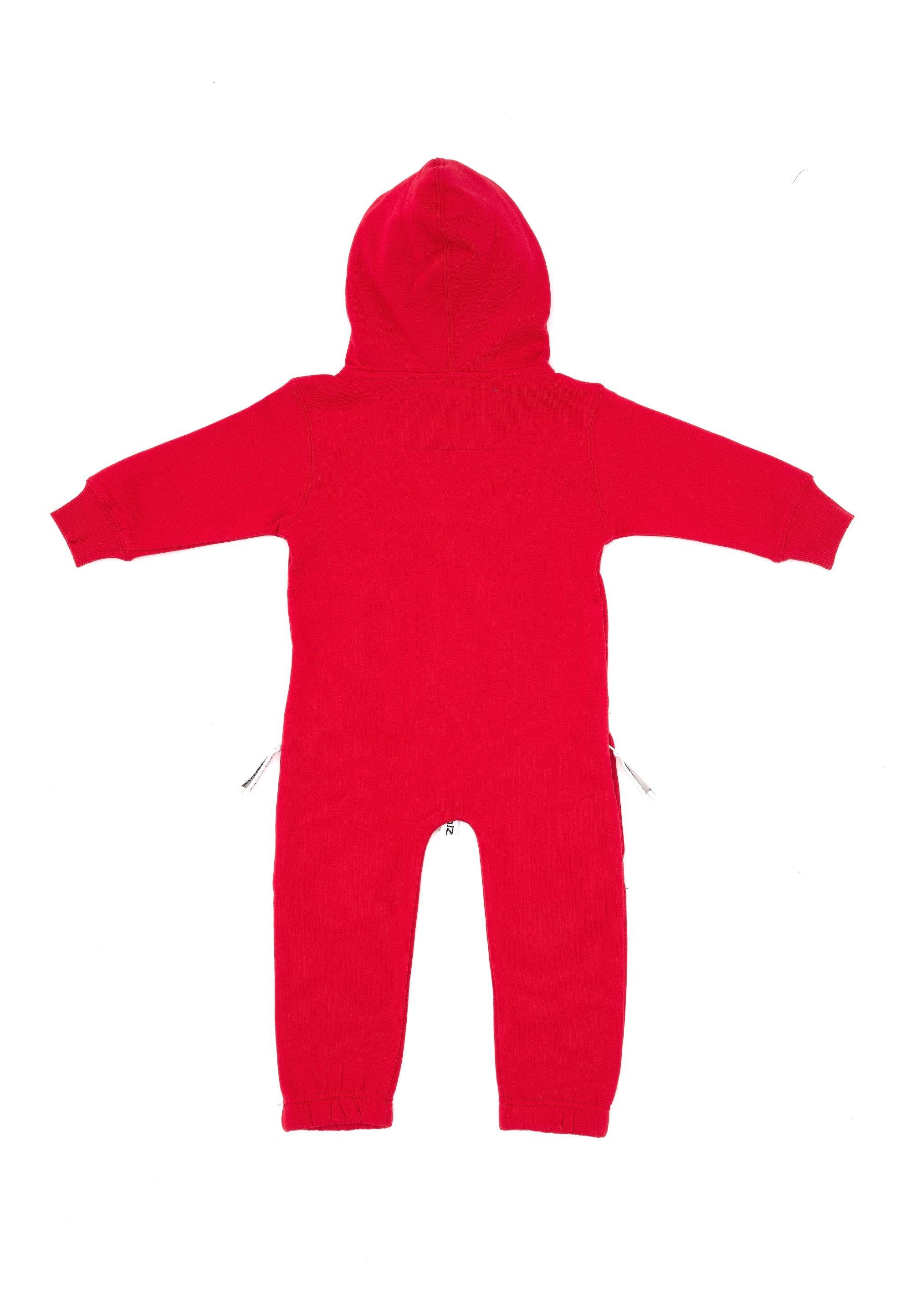 Moniz Jumpsuit aus Material rot-weiß weichem kuschelig