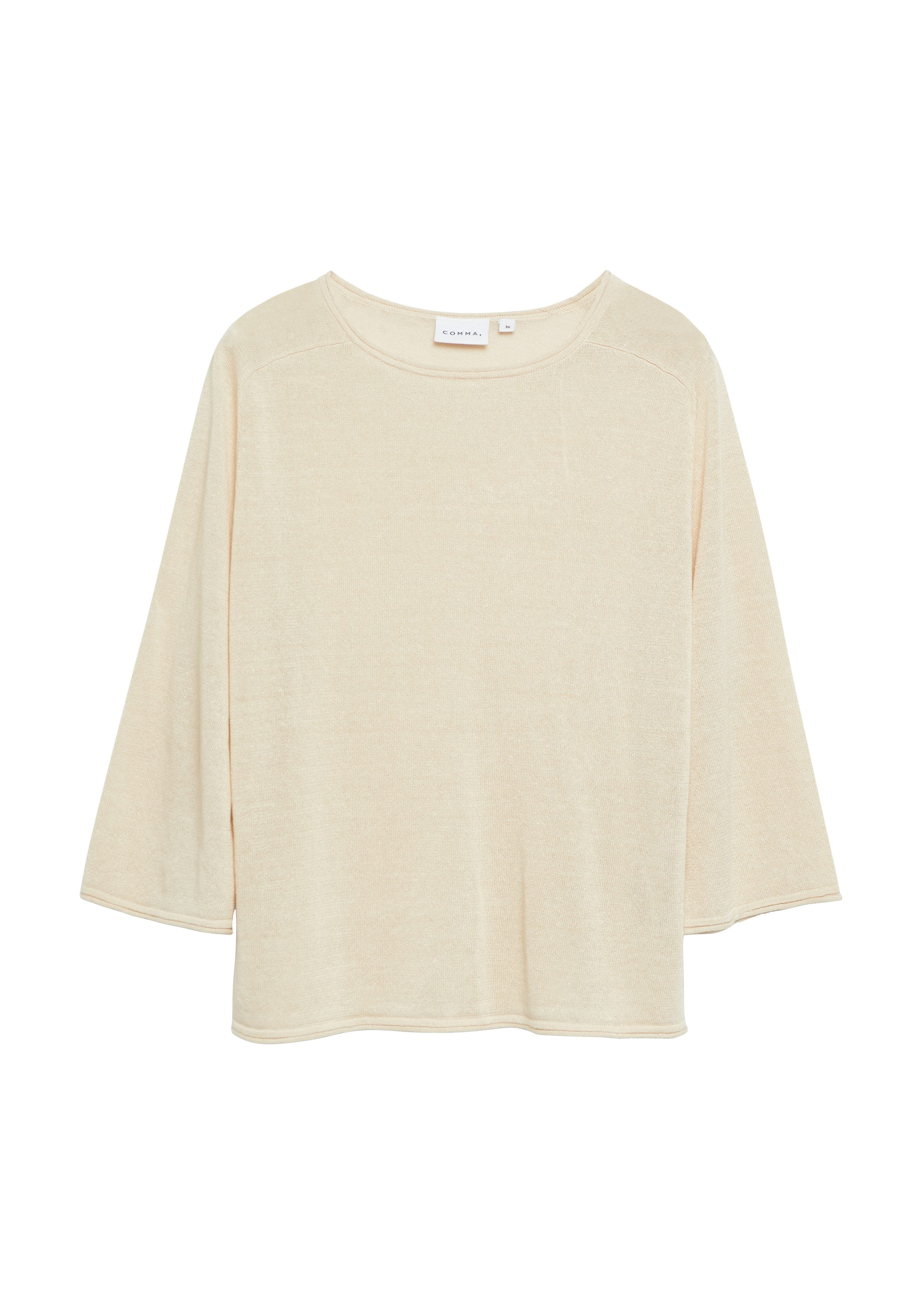 comma 3/4 Arm-Pullover Leichter Pullover mit Leinen und Viskose