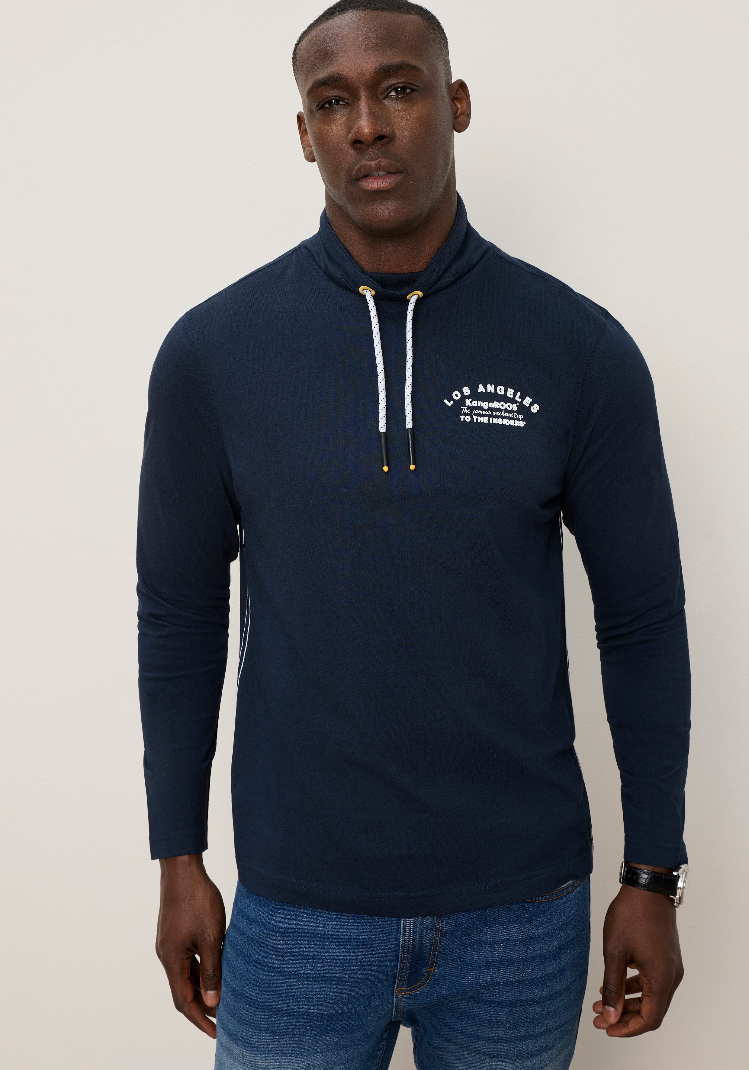KangaROOS Langarmshirt mit hoch geschlossenem Ausschnitt, normale Passform, aus Single Jersey