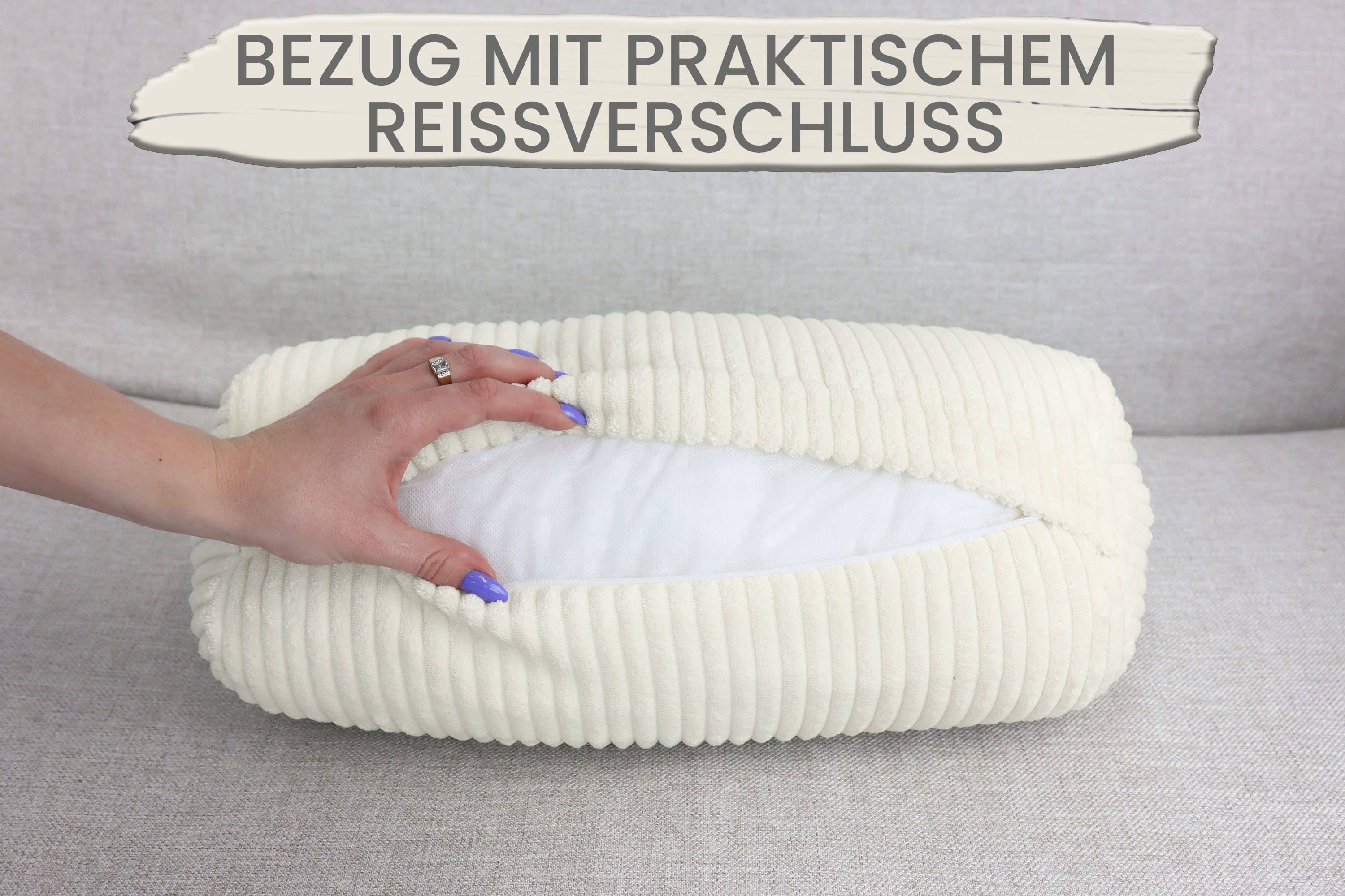 Amilian Nackenrolle 15x40 cm Nackenkissen Sofa - Bettrolle Cord-Optik - Kissenrolle weich, 1-tlg., inkl. Bezug, maschinenwaschbar, Reißverschluss, formstabil