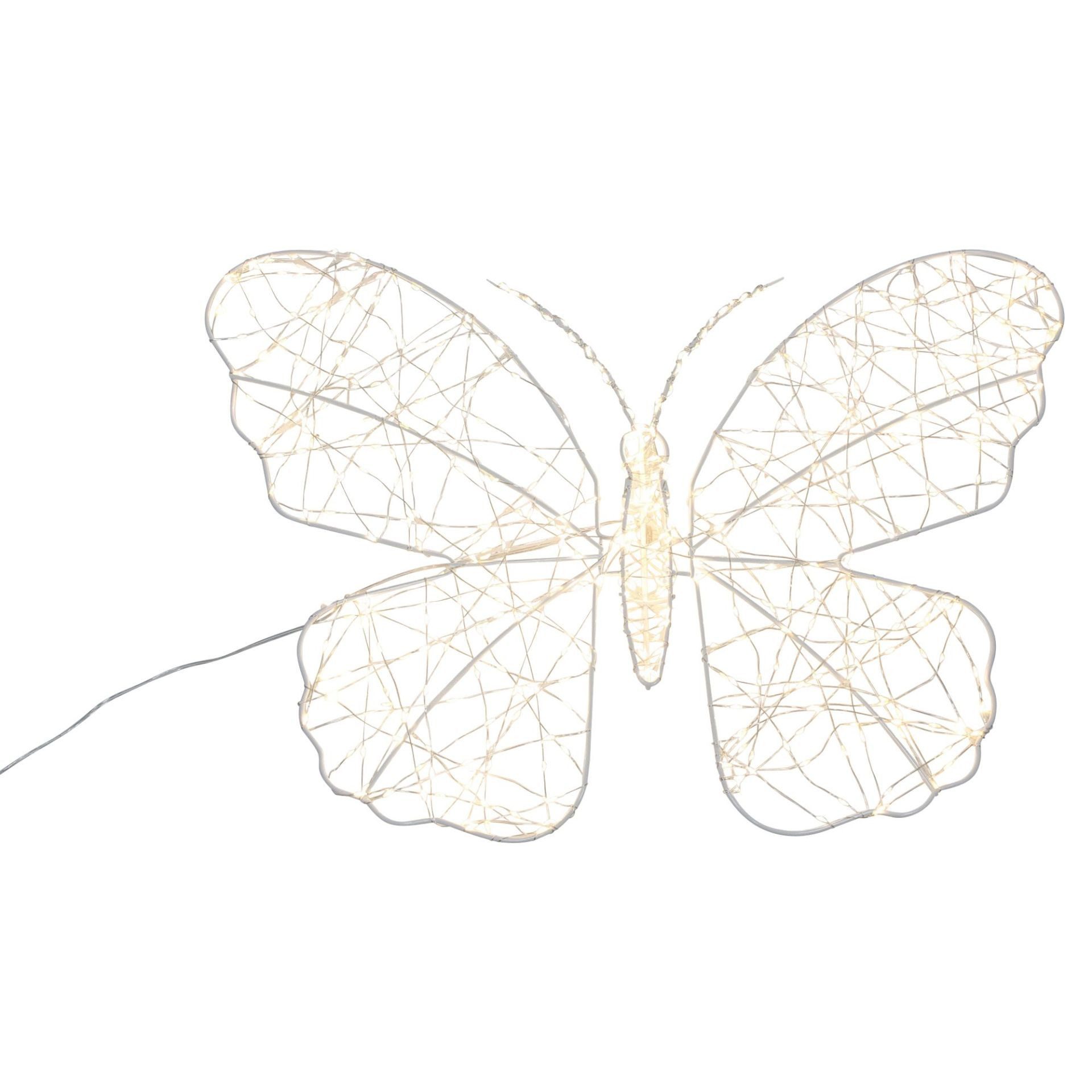 Home-trends24.de LED Dekofigur Schmetterling 600 warmweiß LED Garten Terrassen Deko Timer groß, LED fest integriert