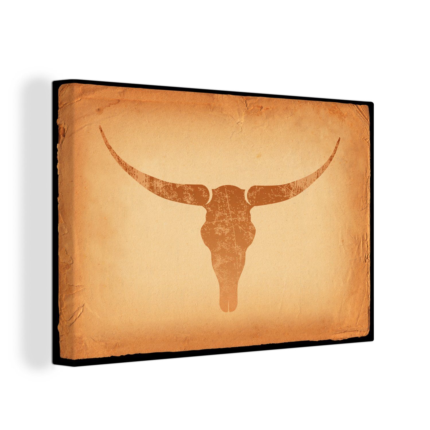 OneMillionCanvasses® Leinwandbild Eine antike Illustration des Texas Longhorns, (1 St), Wandbild Leinwandbilder, Aufhängefertig, Wanddeko, 30x20 cm