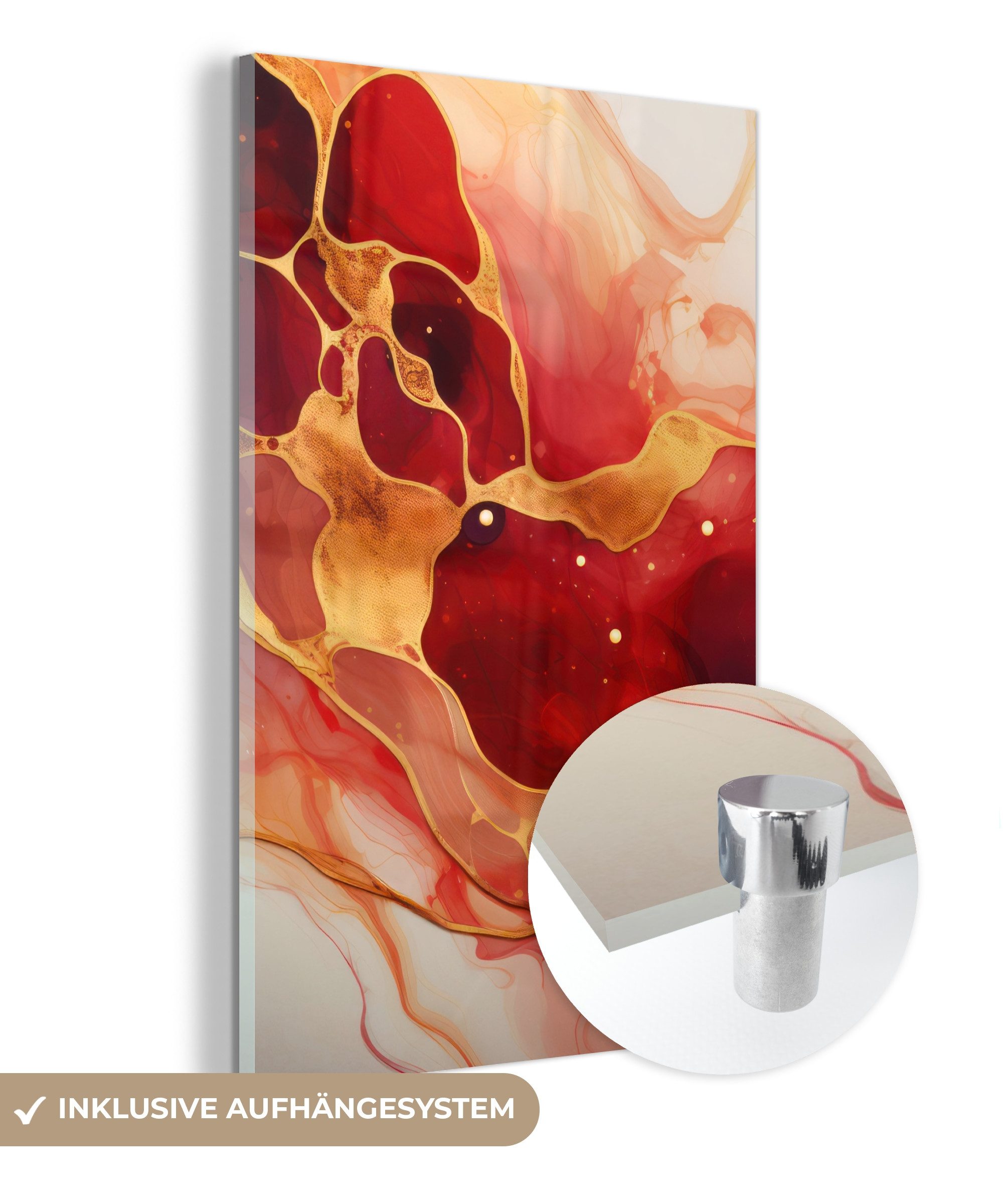 MuchoWow Acrylglasbild Marmor - Rot - günstig online kaufen