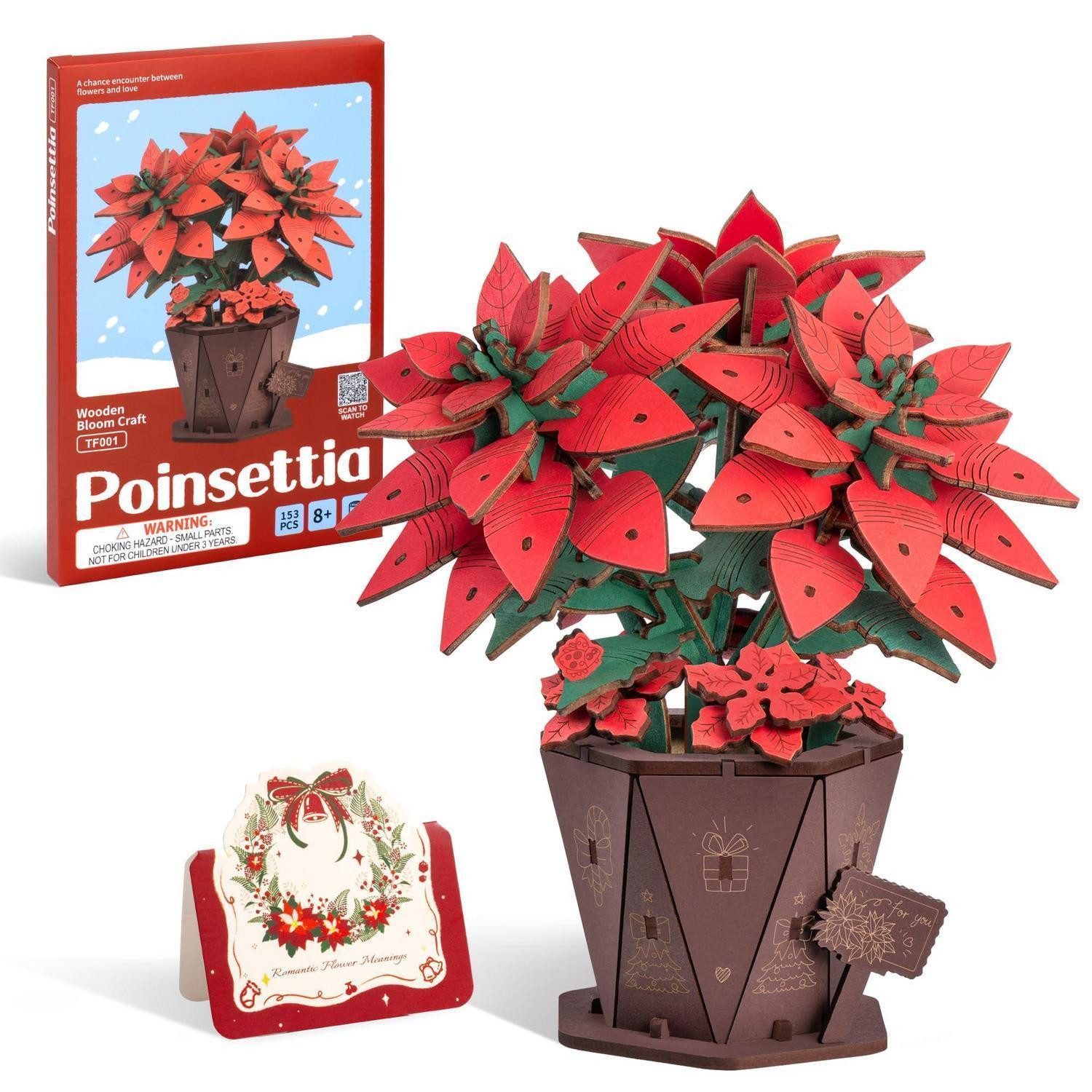 LuxusKollektion 3D-Puzzle 3D Holz Puzzle Weihnachtsstern-Blume, Puzzleteile
