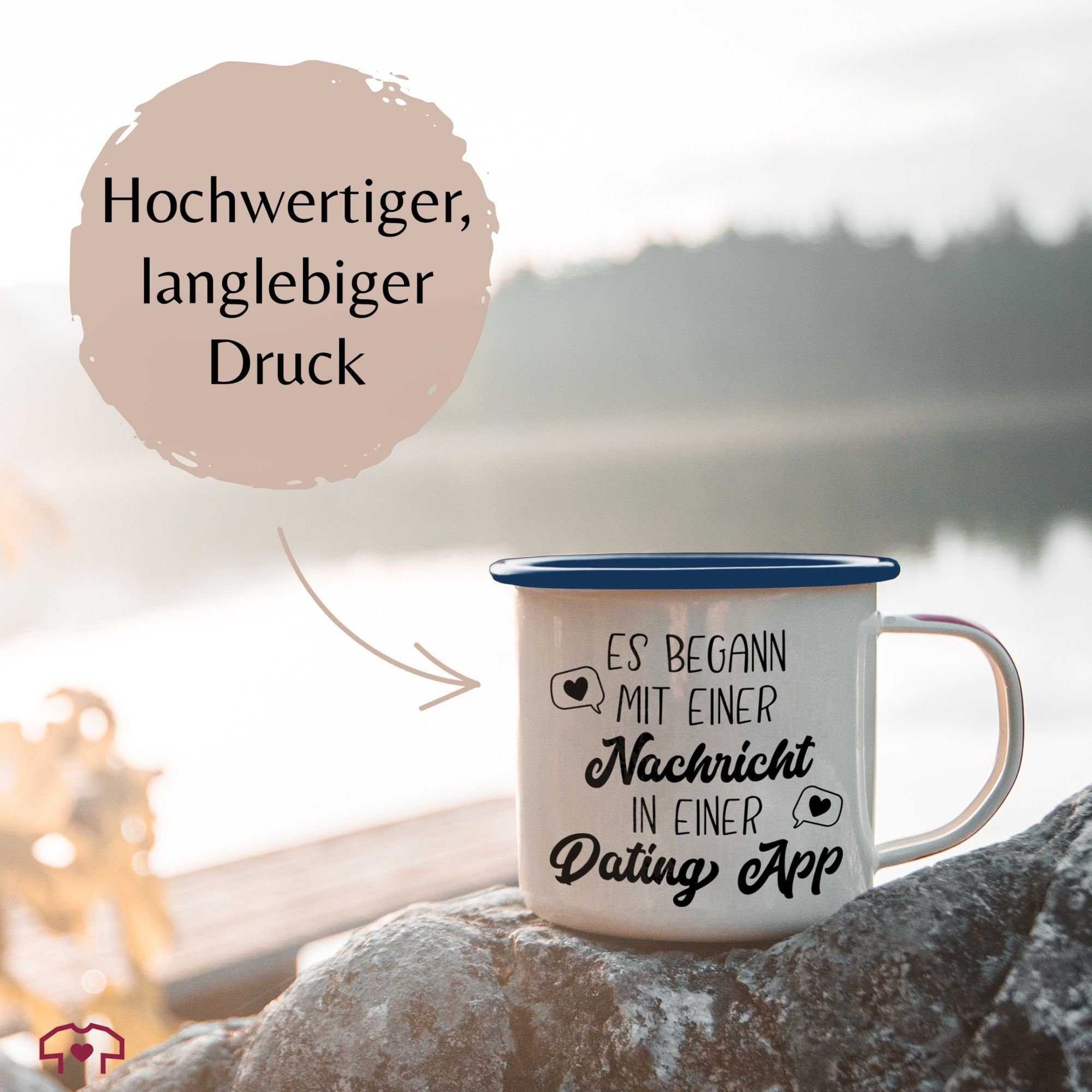 App, begann Stahlblech, Dating 3 Weiß mit Es Tasse einer Geschenk Blau Shirtracer Valentinstag Nachricht