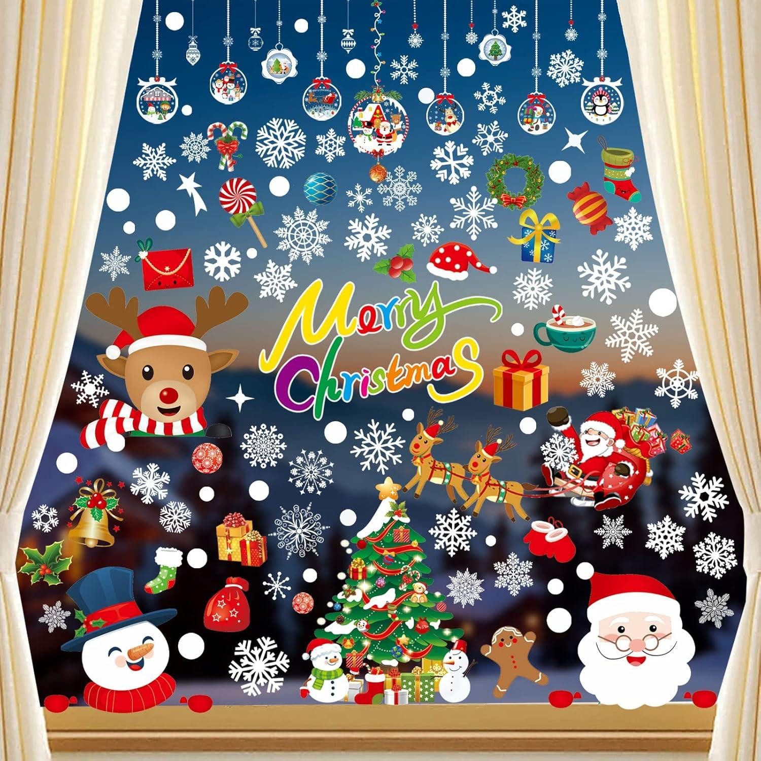 Dekohänger Fensterbilder Weihnachten 8 Blätter selbstklebend Schneeflocken