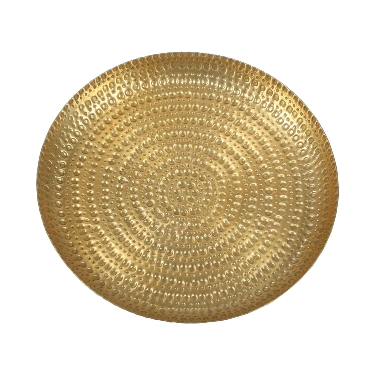 Casa Moro Tablett Orientalisches Teetablett Serviertablett Zana Ø 30 cm Boho Chic, Aluminium, (Handgefertigt), Boho Tablett Ramadan Dekotablett gehämmert