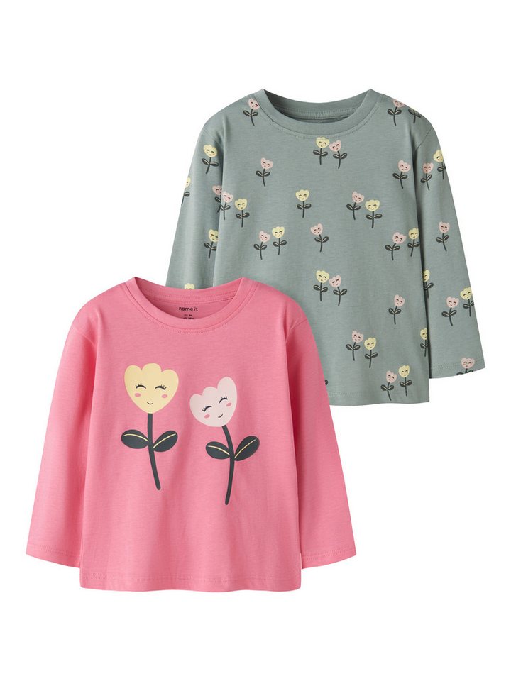 Name It Langarmshirt NMFVELDA 2P LS NREG TOP (Packung, 2-tlg) Baumwolle, regular fit