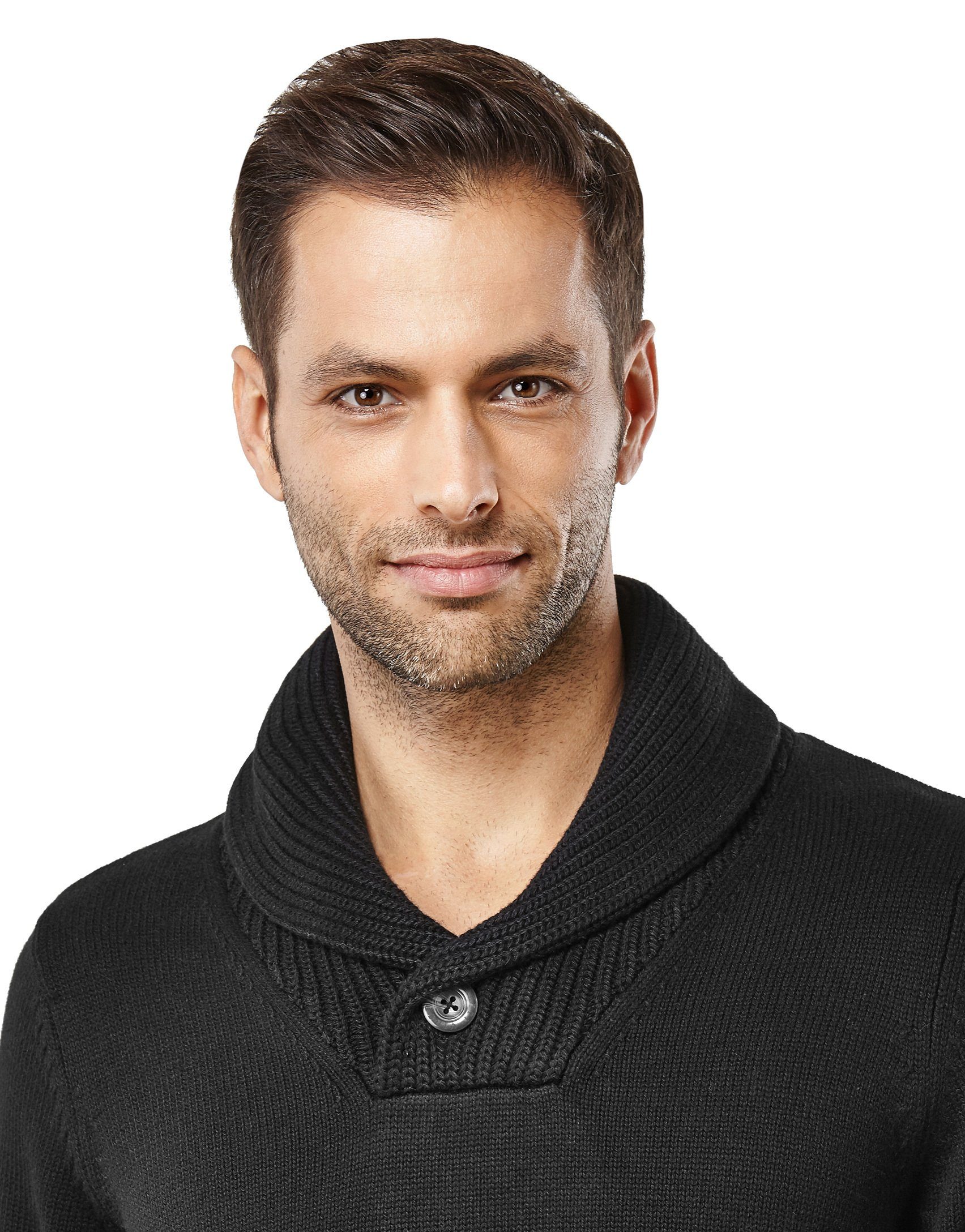 Vincenzo Boretti V-Ausschnitt-Pullover tailliert Schalkragen