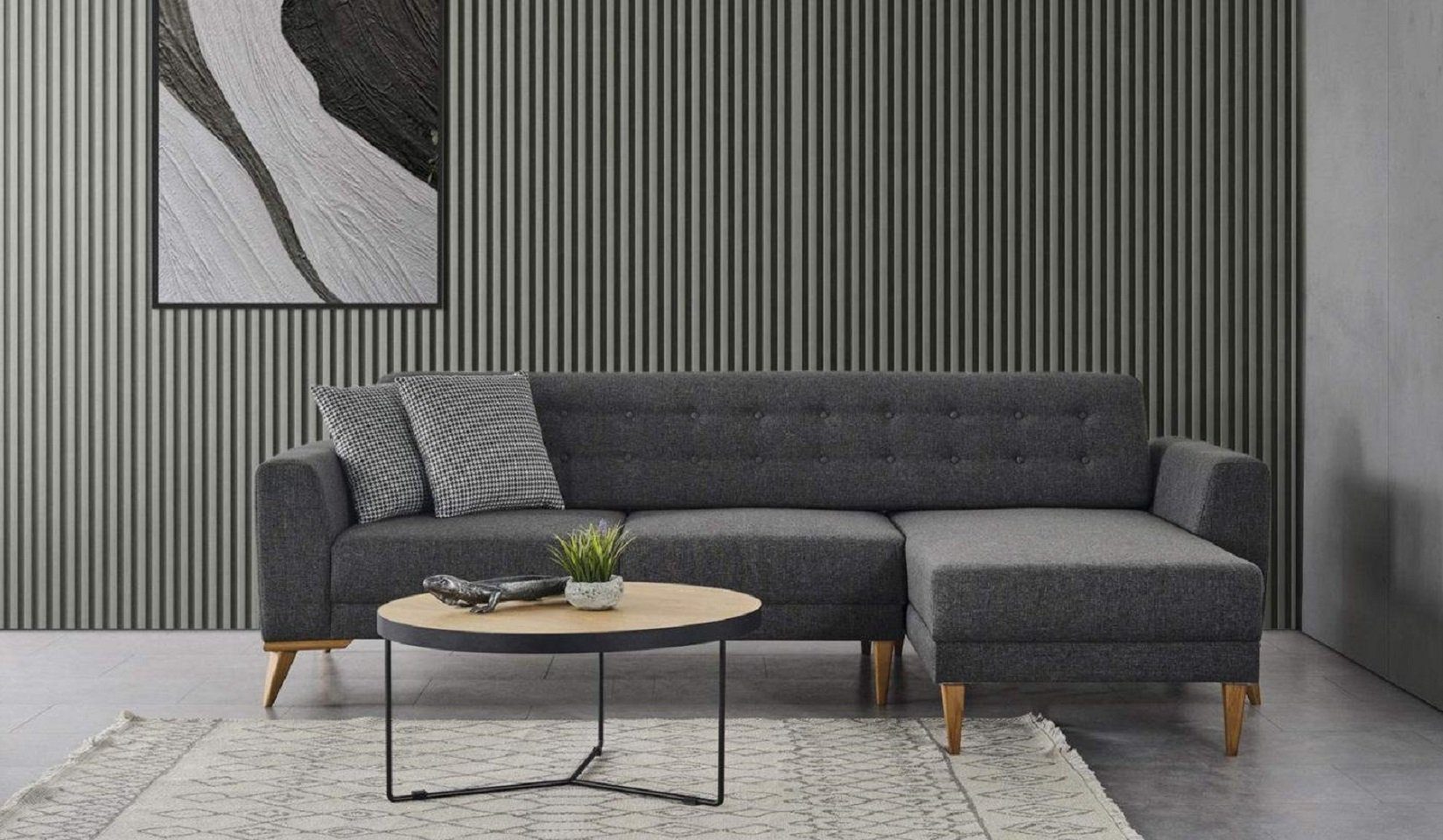 JVmoebel Ecksofa Luxus Ecksofa L - Form Moderne Grau Designer Möbel Wohnzimmer, 1 Teile, Made in Europe