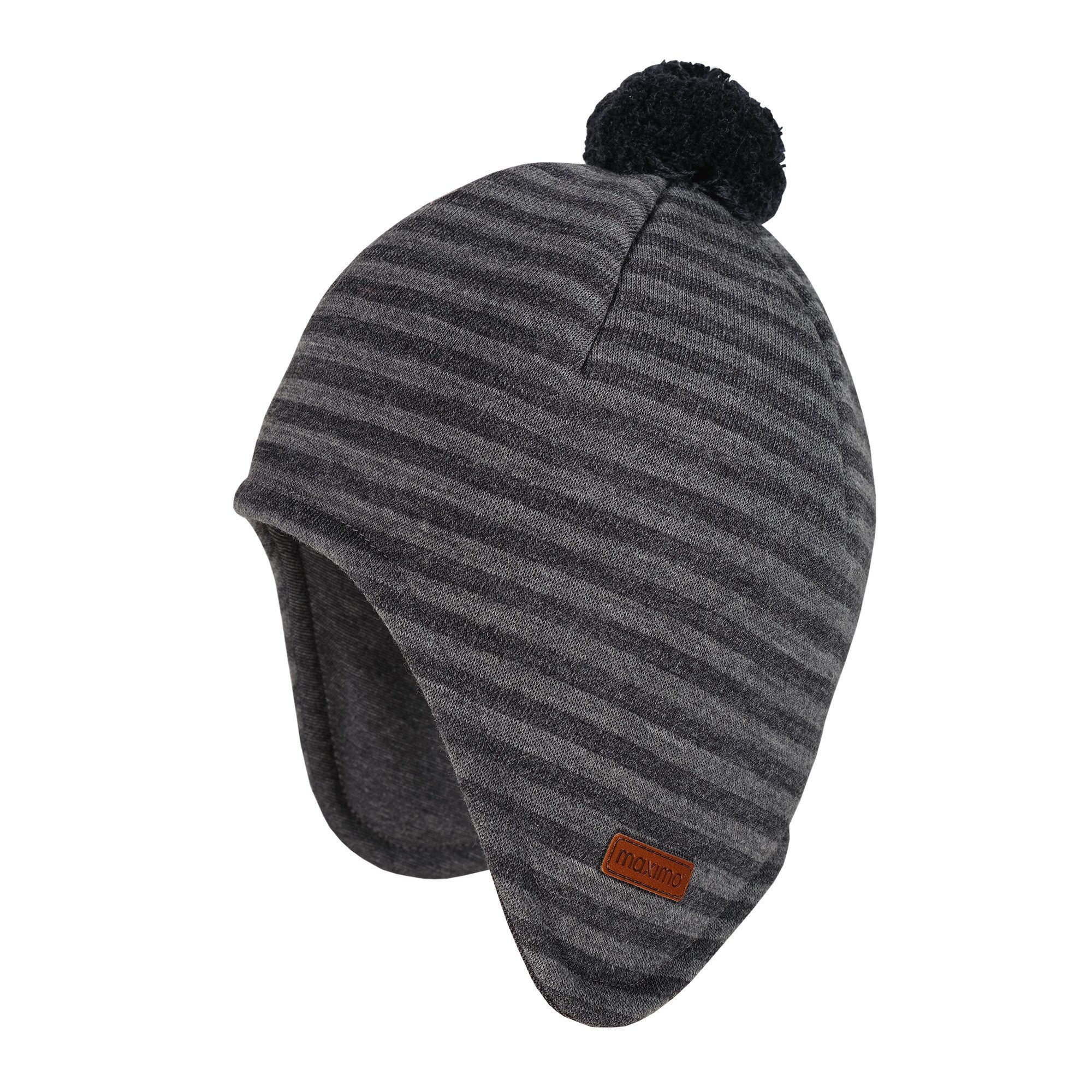 MAXIMO Fleecemütze GOTS MINI-Mütze, Wollfleece Ohrenklappen, Pompon, (1-St) Wollfleece