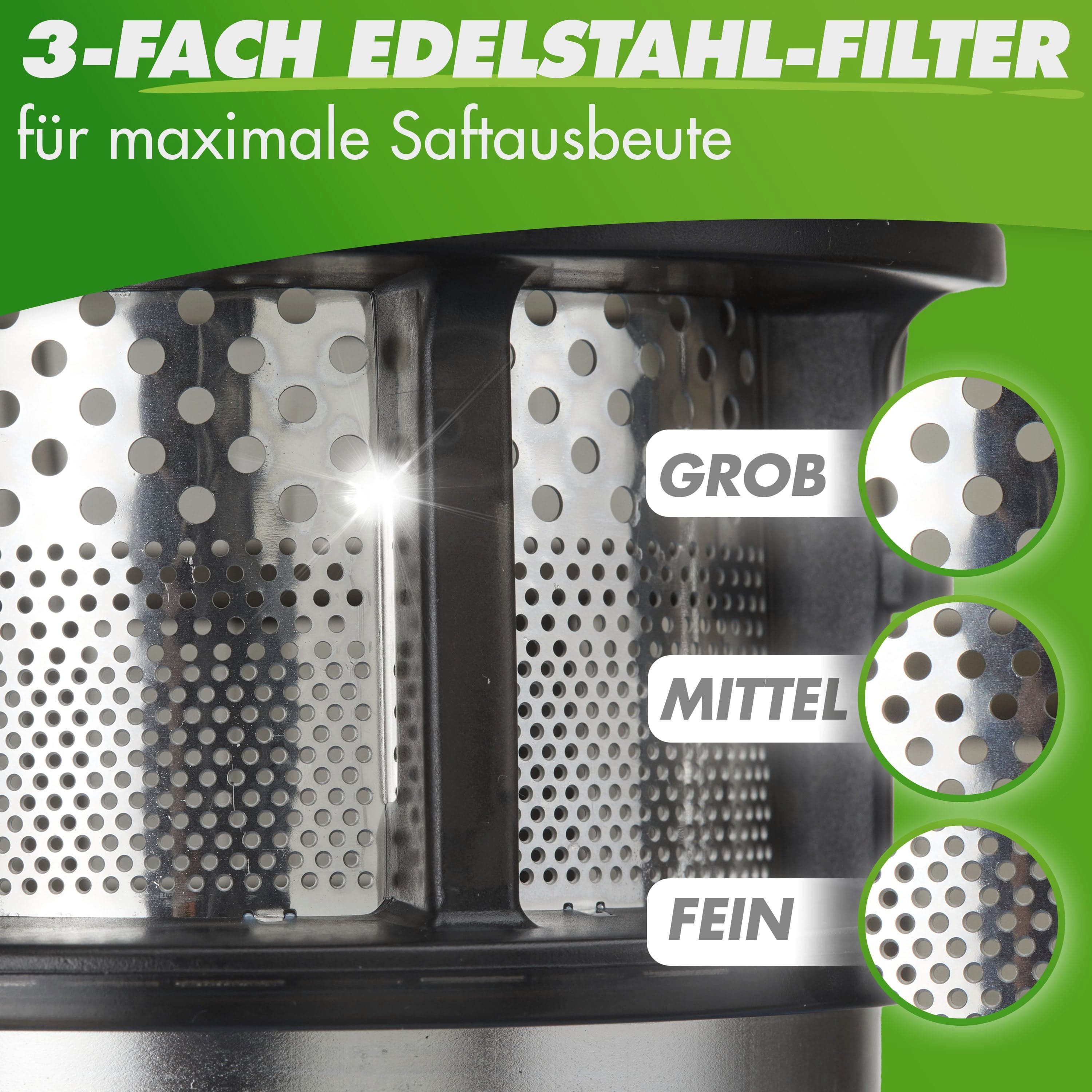 Nutrilovers Slow Juicer NUTRI-PRESS MAX+ Slow Juice Entsafter - Ganze Früchte entsaften, 250 W, XXL-Einfüllöffnung für ganze Früchte ohne Vorschneiden – Bild 4 von 5