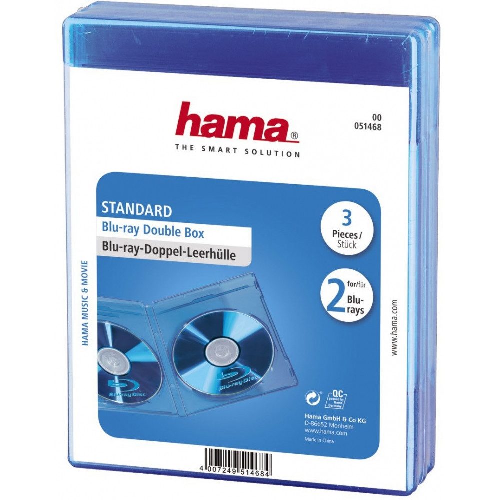 Hama Aufbewahrungsbox Hama Blu Ray Doppel Box 3er Pack blau für Discs. (Doppel-Hülle, 3er Pack für optimale Aufbewahrung)