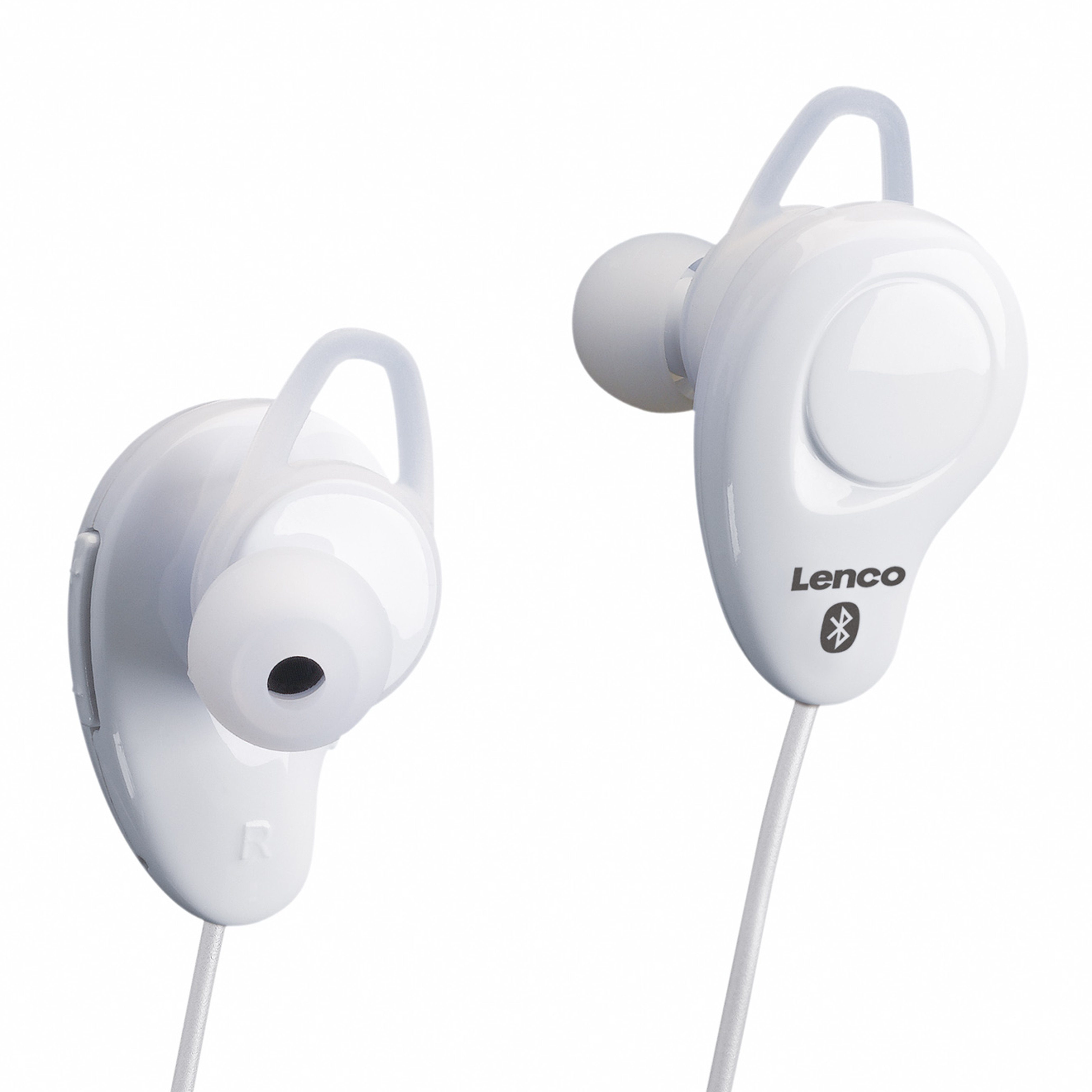 Lenco EPB-015WH In-Ear-Kopfhörer (Bluetooth, 10m Empfang, 4h. Akku - 180h. Standby & integriertes Mikrofon, Weiß)
