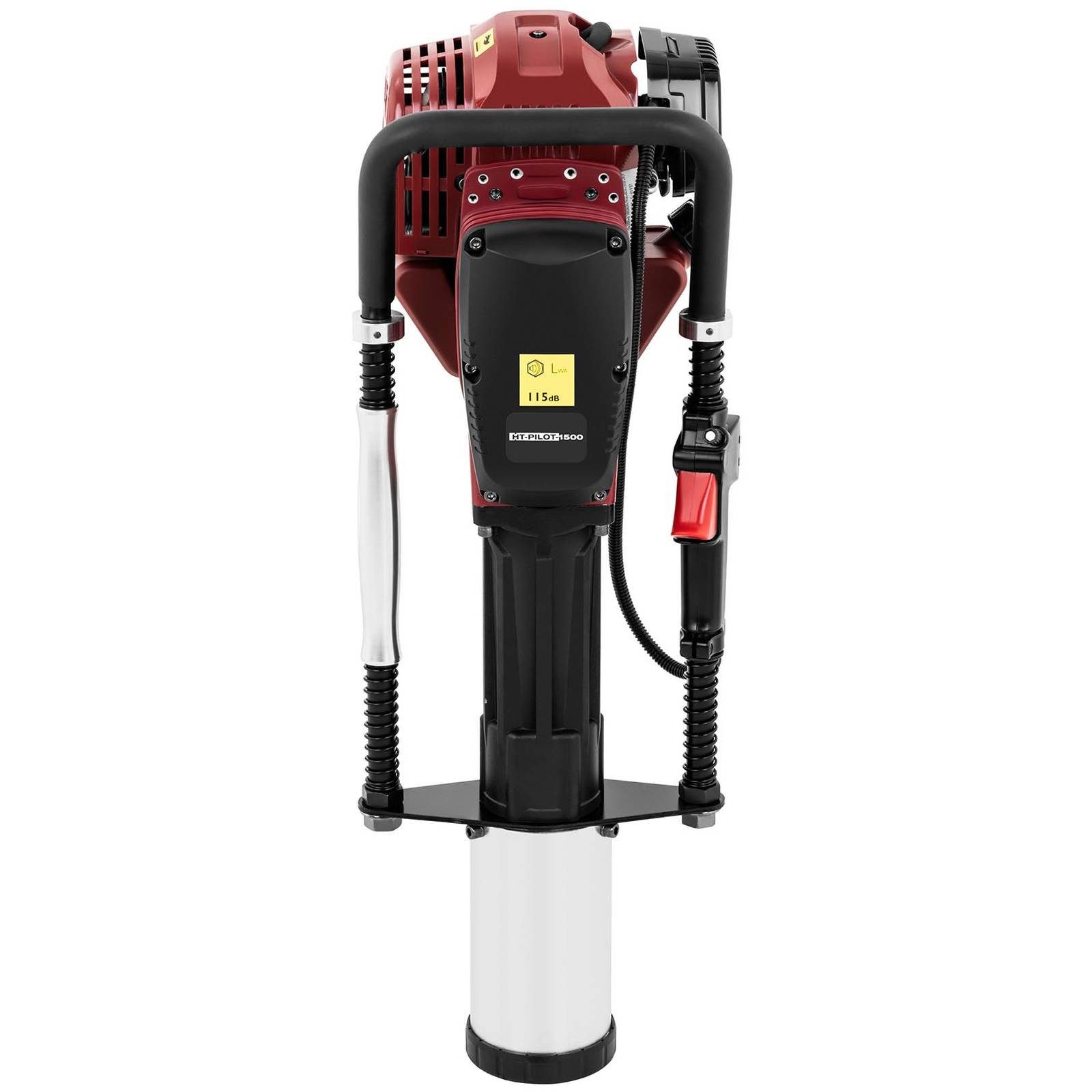 Hillvert Erdbohrer Motor Pfahlramme 1500 W Ø 90 mm Pfostenramme Zaunpfahlramme Benzin, max. 5000 U/min