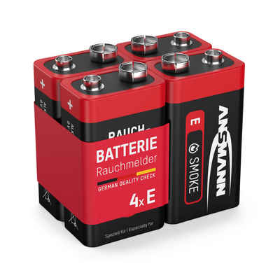 ANSMANN AG 4 Alkaline longlife Rauchmelder 9V Block Batterien - Premium Qualität Batterie