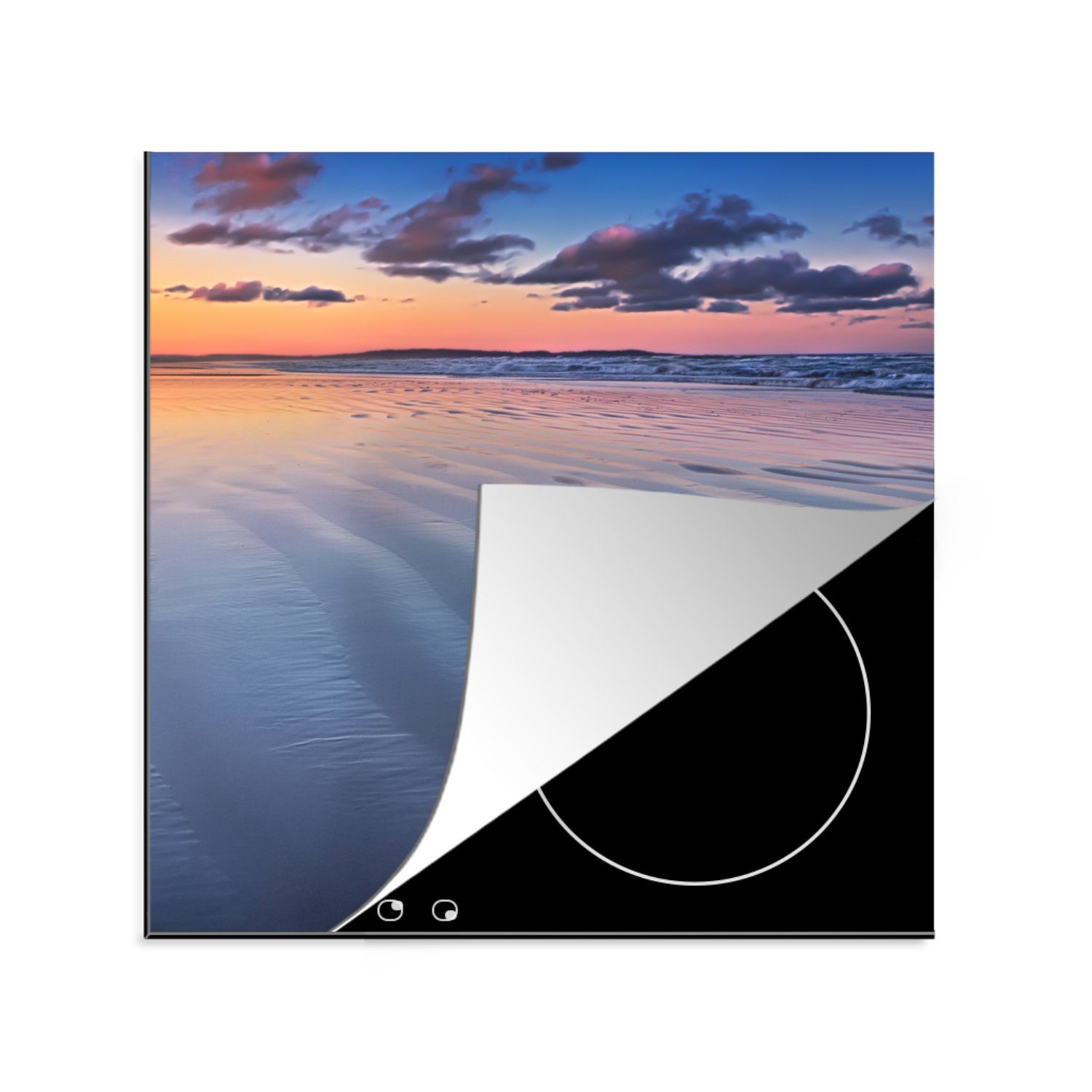 MuchoWow Herdblende-/Abdeckplatte Strand, Arbeitsplatte - 78x78 - für tlg), cm, Seestern Sonne Vinyl, küche (1 Ceranfeldabdeckung