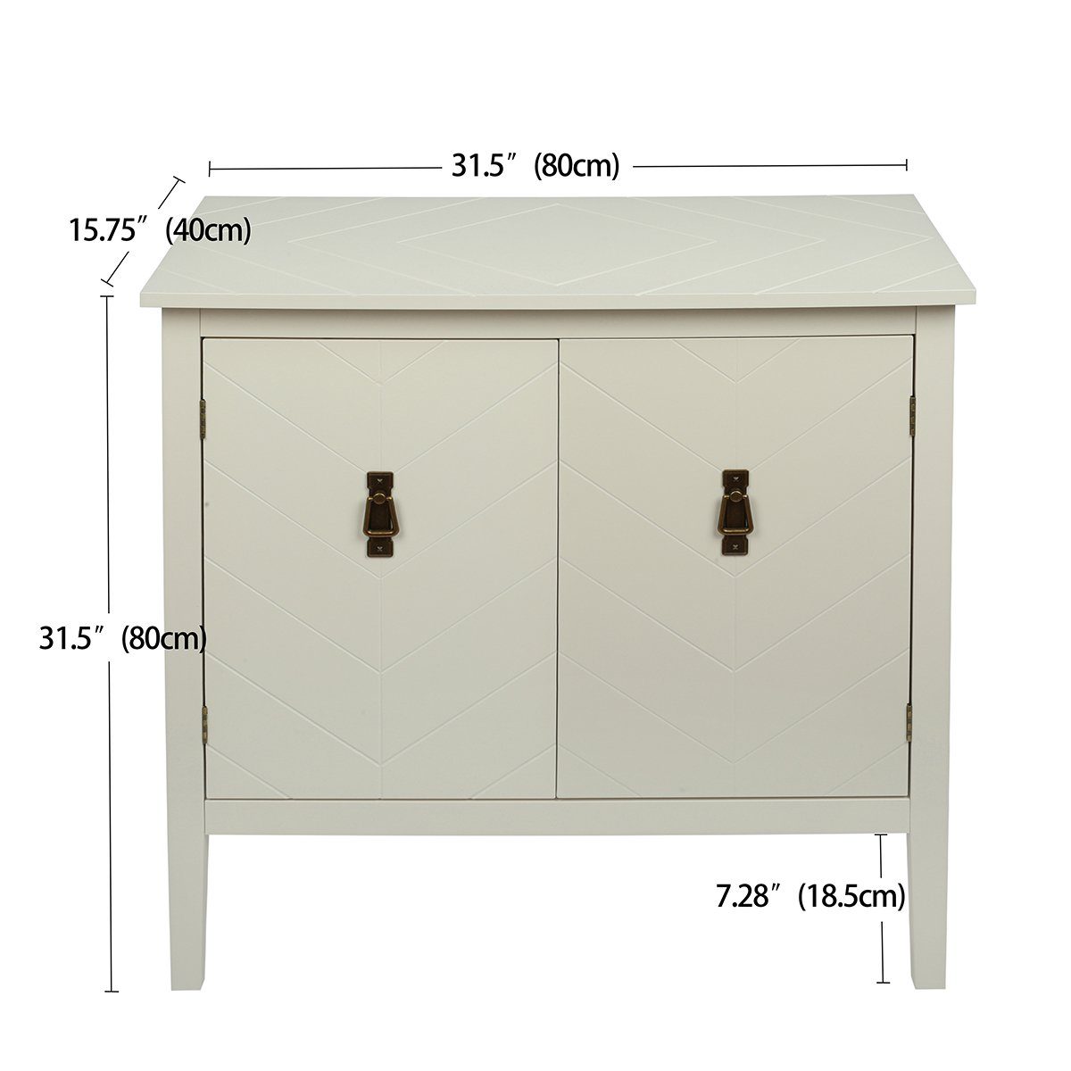 Kommode, Sideboard mit 2 Türen, 2 Fächer und Verstellbare Ablage, 80x40x80cm
