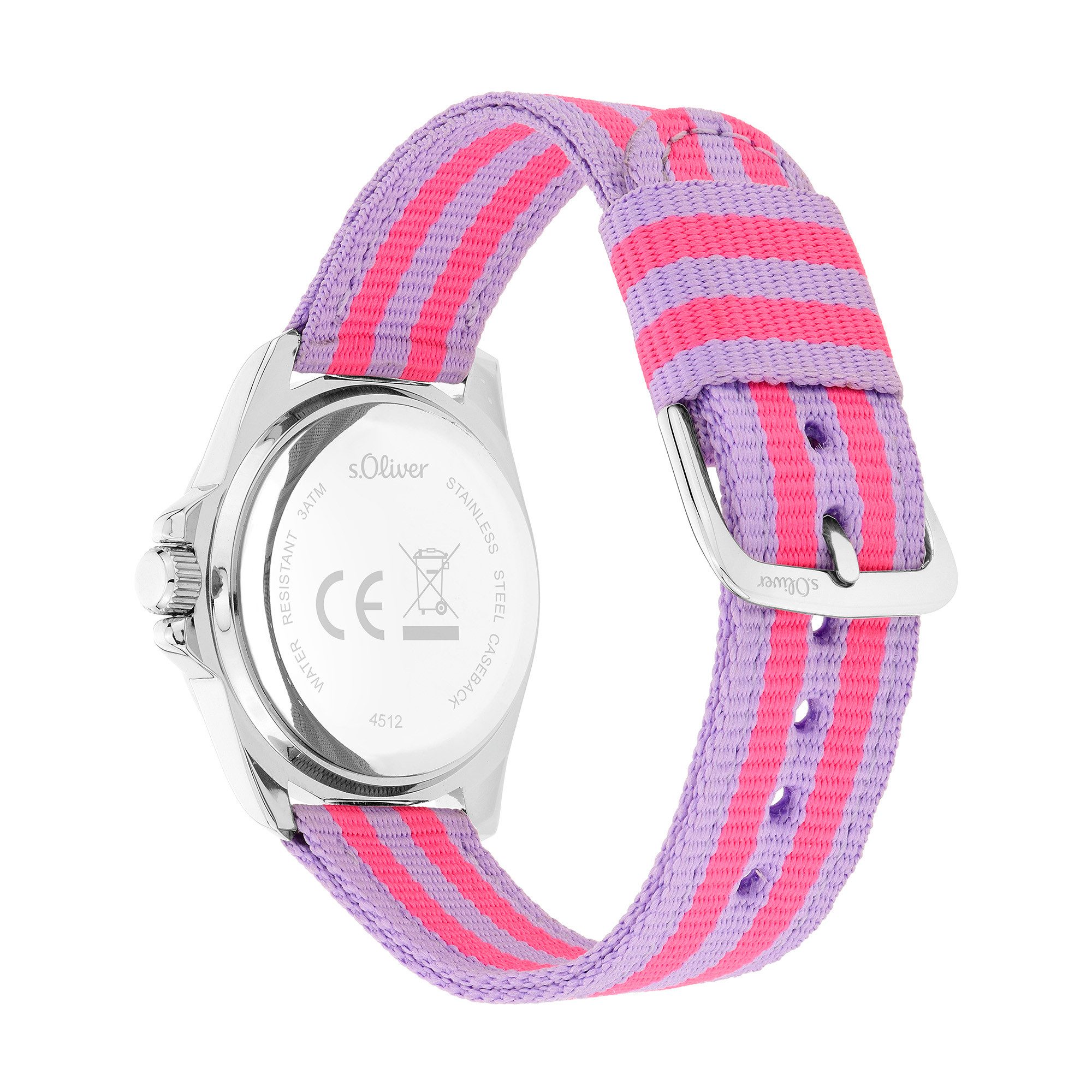 s.Oliver Quarzuhr Color Stripes SO-4512-LQ, Armbanduhr, Kinderuhr, Mädchen, analog