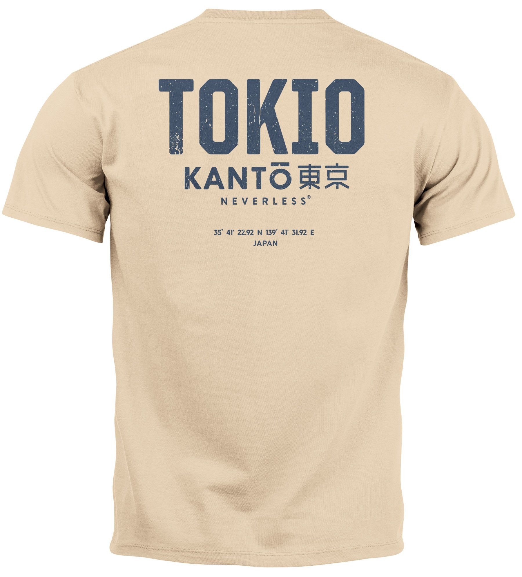 Neverless Print-Shirt Herren T-Shirt Backprint Tokyo günstig online kaufen