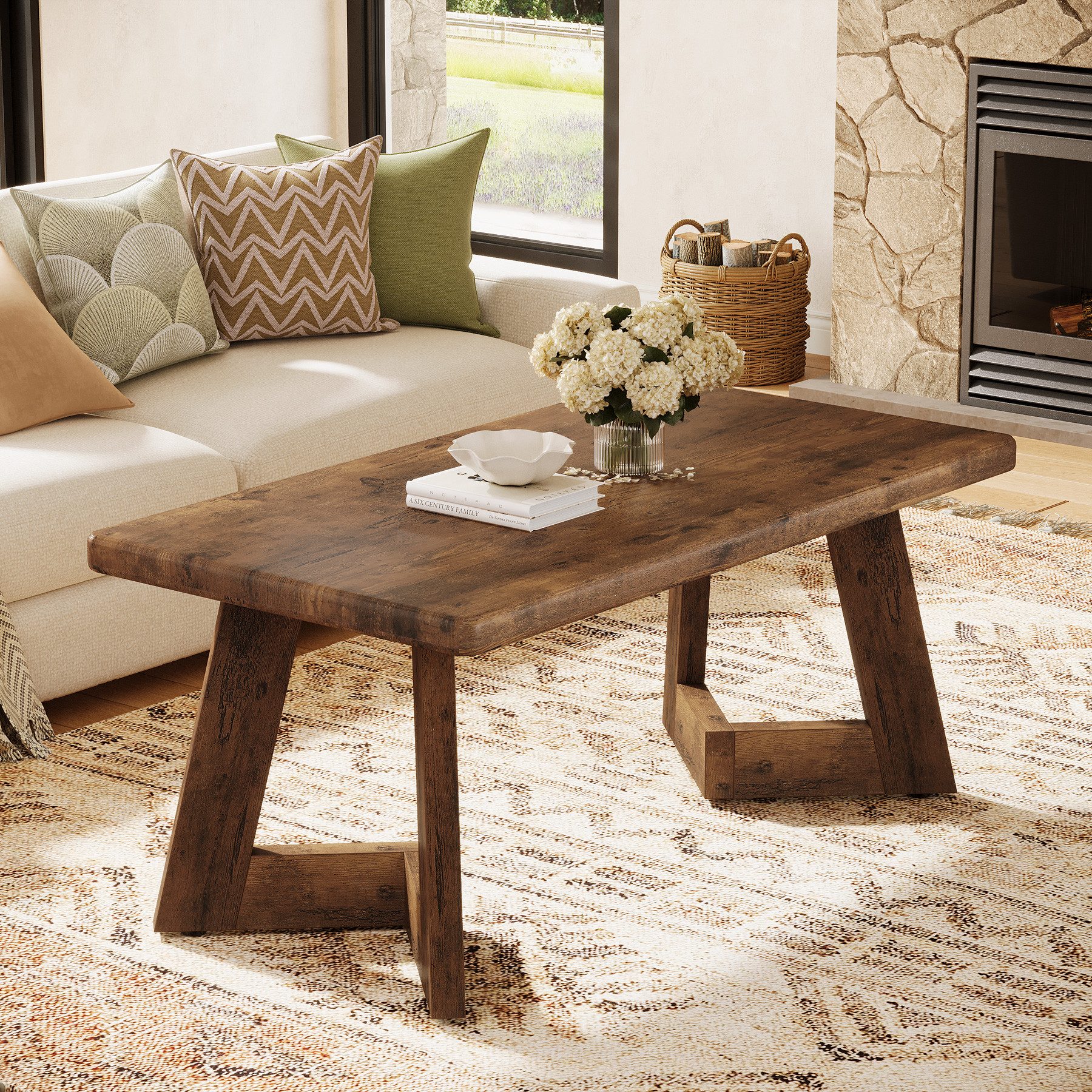 Tribesigns Couchtisch 120 cm Rechteckiger Wohnzimmertisch, Tisch Sofa für Wohnzimmer