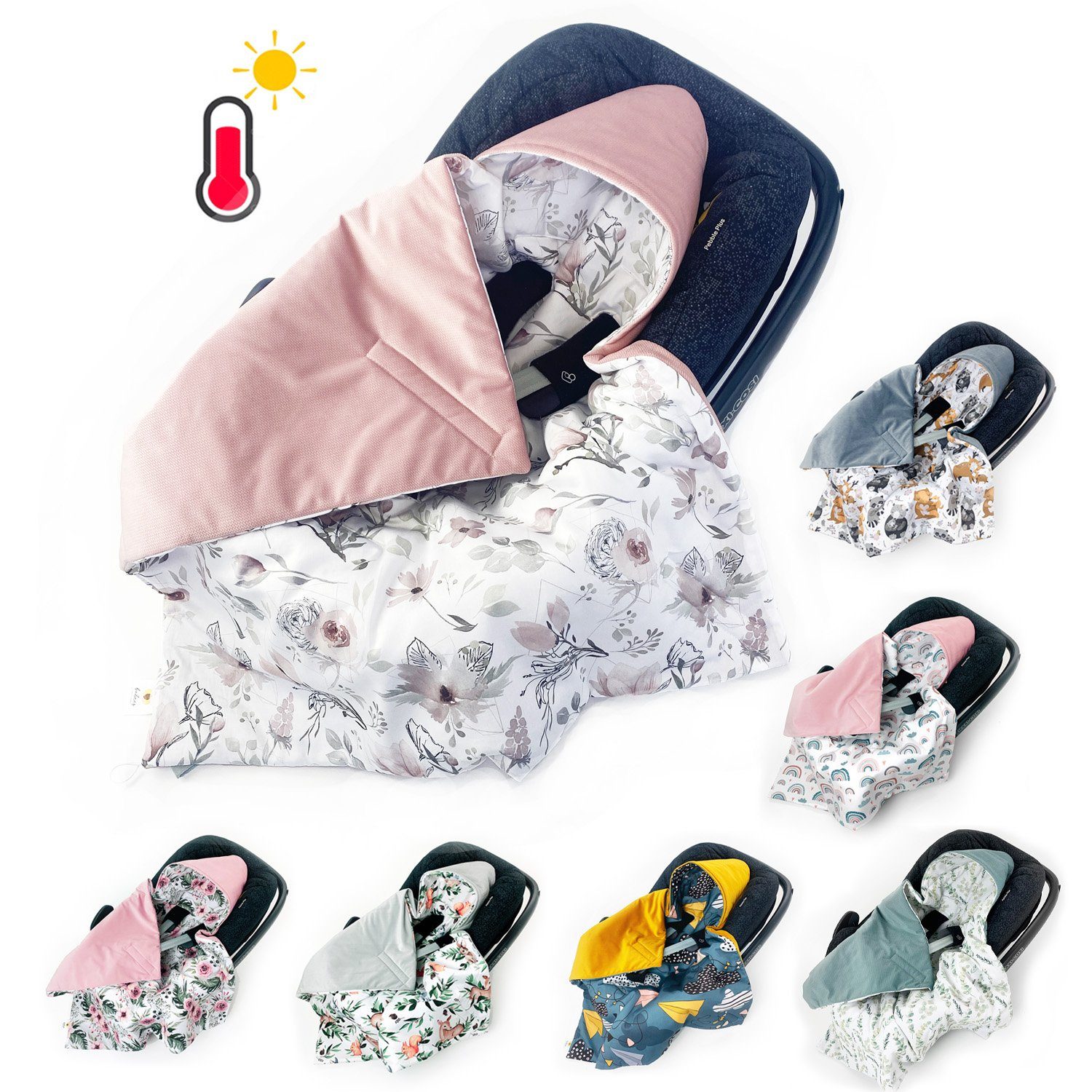 Einschlagdecke Ganzjährige Einschlagdecke Babyschale Autositz universal,0-6 0-12 Mon.