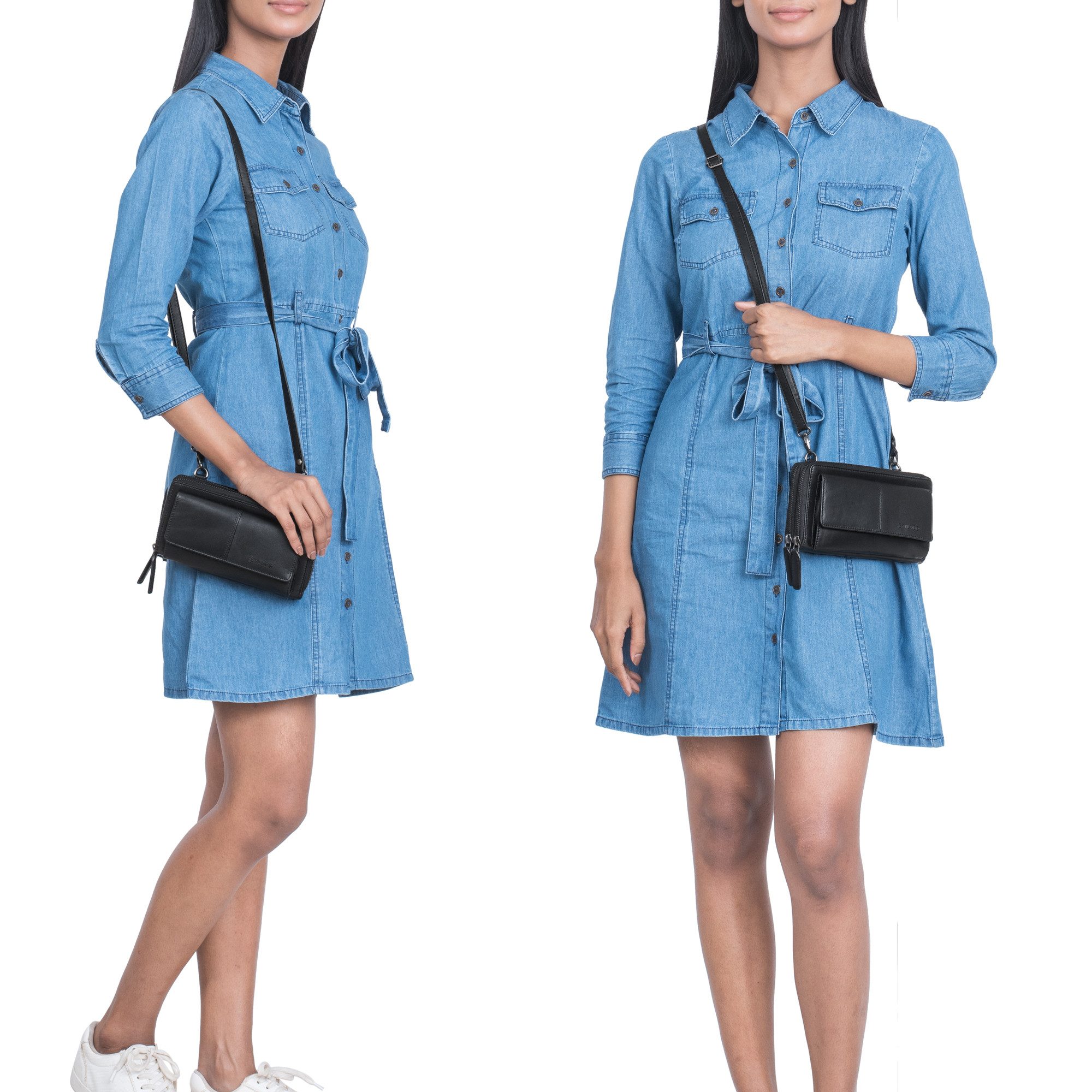 STILORD Brustbeutel "Violina" 3-in-1 Handytasche mit Geldbörse Umhängen Damen Leder Klein