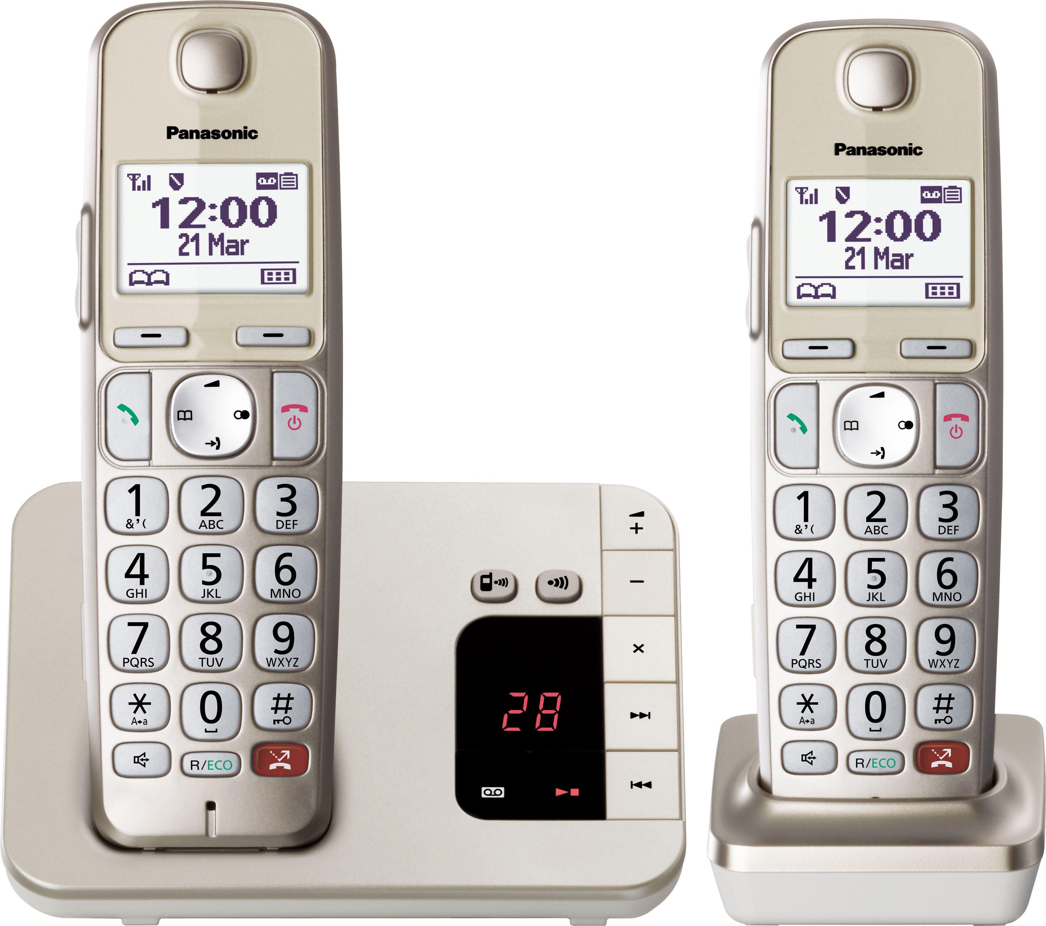 Panasonic mit KX-TGE262GN 40 Anrufbeantworter (Mobilteile: Aufnahmezeit Min. DECT-Telefon 2),