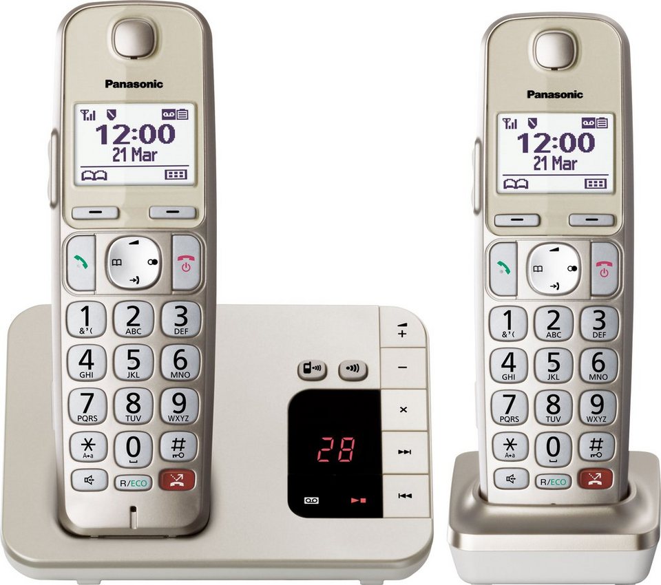 Panasonic KX-TGE262GN DECT-Telefon (Mobilteile: 2), Anrufbeantworter mit 40  Min. Aufnahmezeit