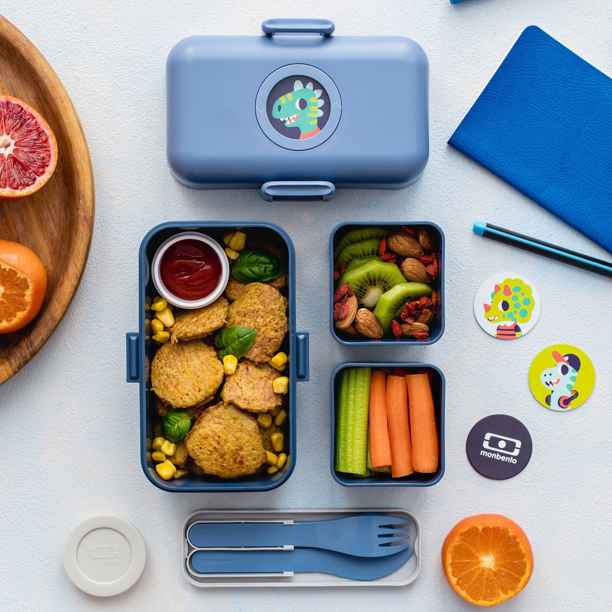 Monbento Lunchbox Kinder TRESOR 16 x 9.2cm Blau Lunch Bentobox 0.8L