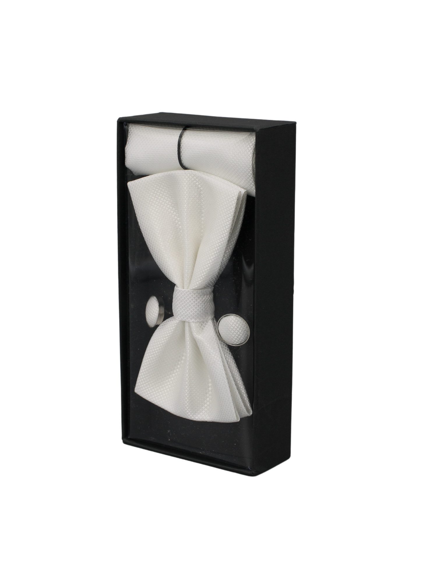 ANTALUX Fliege Elegantes 4-teiliges Herren-Set: Fliege, Tuch & Manschettenknöpfe