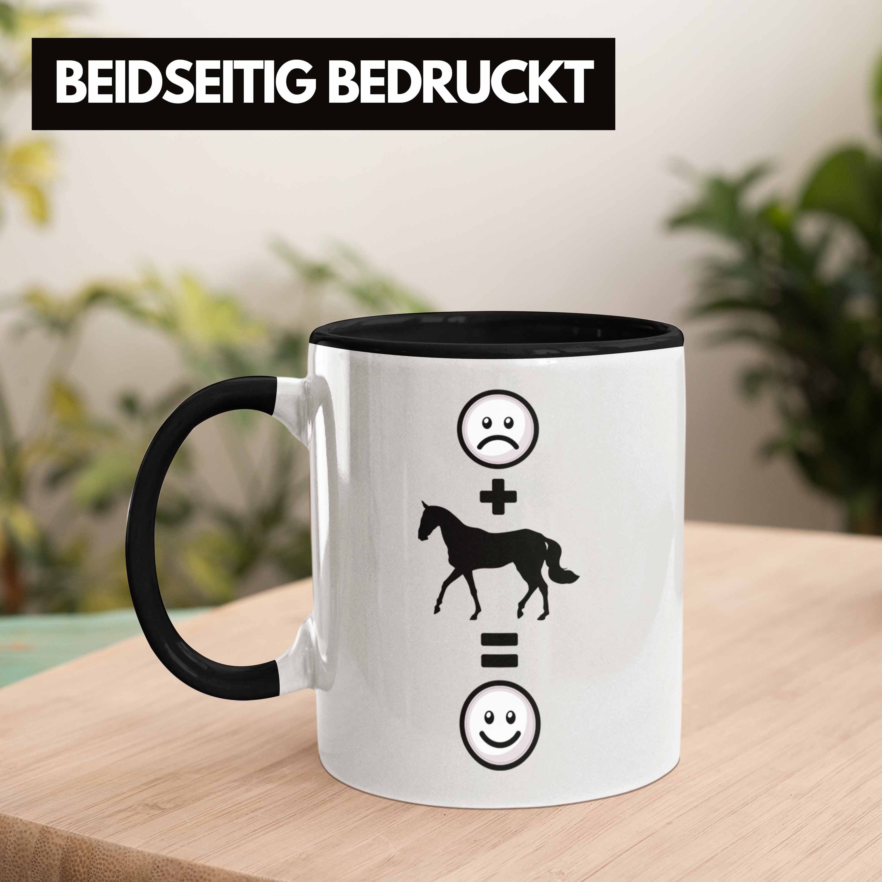 Trendation Tasse Pferde Reiten Reiterin für Pferdeliebhaber Tasse Schwarz :(Pferd Geschenk