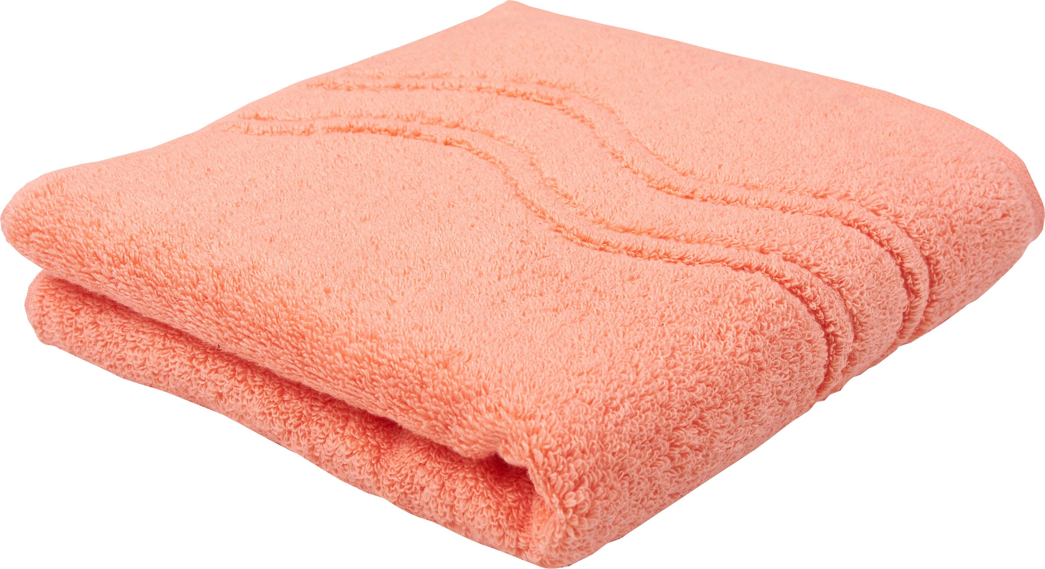 Cashmere feeling, Duschtuch ROSS Frottier Wellen-Bordüre mit peach-pink (1-St),