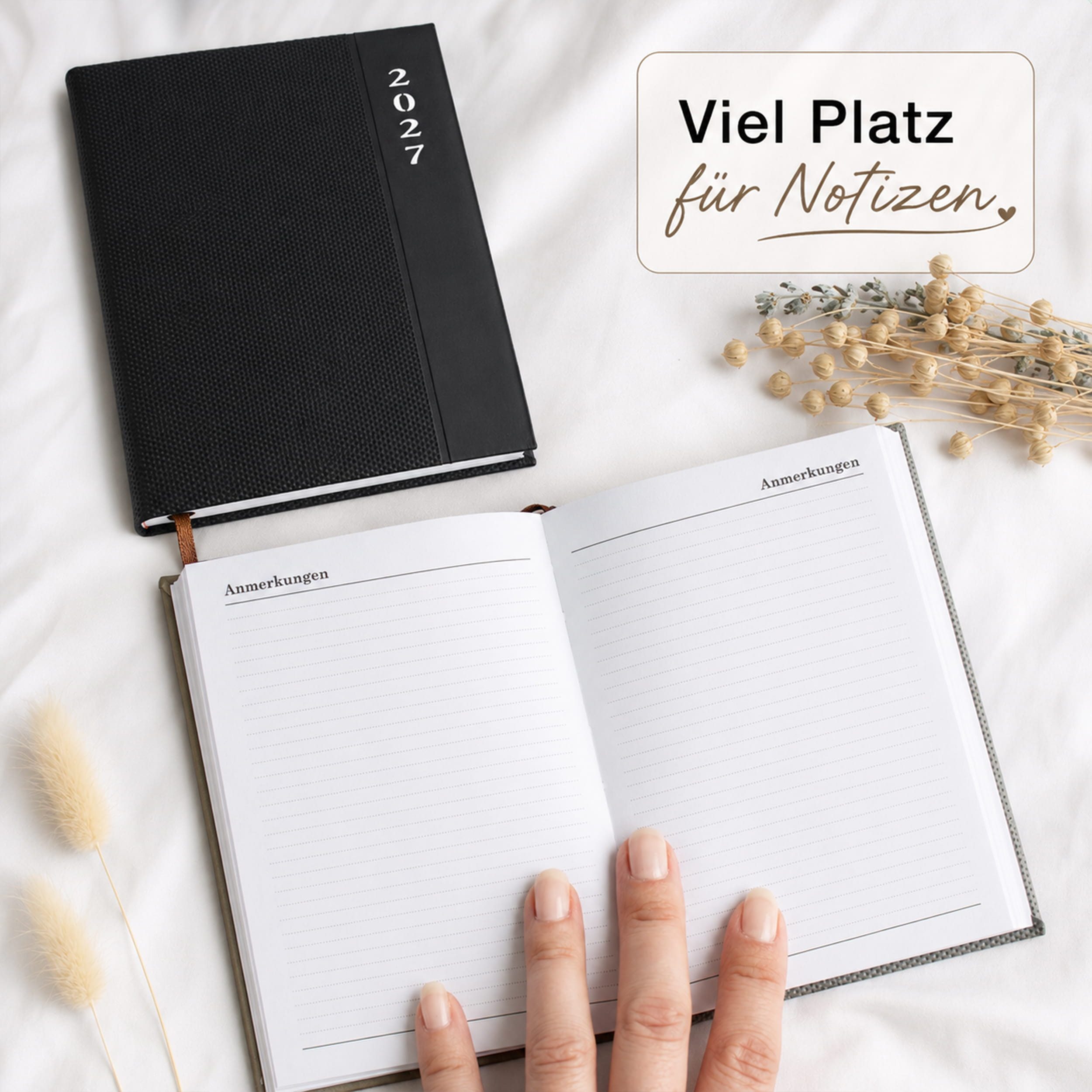 AMLI Taschenkalender Taschenkalender 2027 A6 1 Woche 2 Seiten Softtouch Schwarz, Softtouch-Cover, Leseband, Ferien & Feiertage, Jahresvorschau – Bild 4 von 5