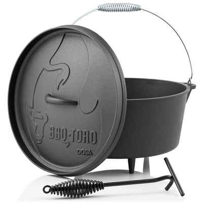 BBQ-Toro Grilltopf Dutch Oven DO9A, 7,2 L Alpha Gusseisen Kochtopf, Gusstopf, Gusseisen (3-tlg)