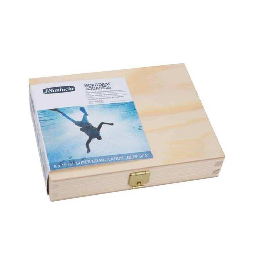 Schmincke Kreativset Horadam Aquarell Super Granulation verschiedene Varianten, (im Holzkasten), 5x15ml Tuben