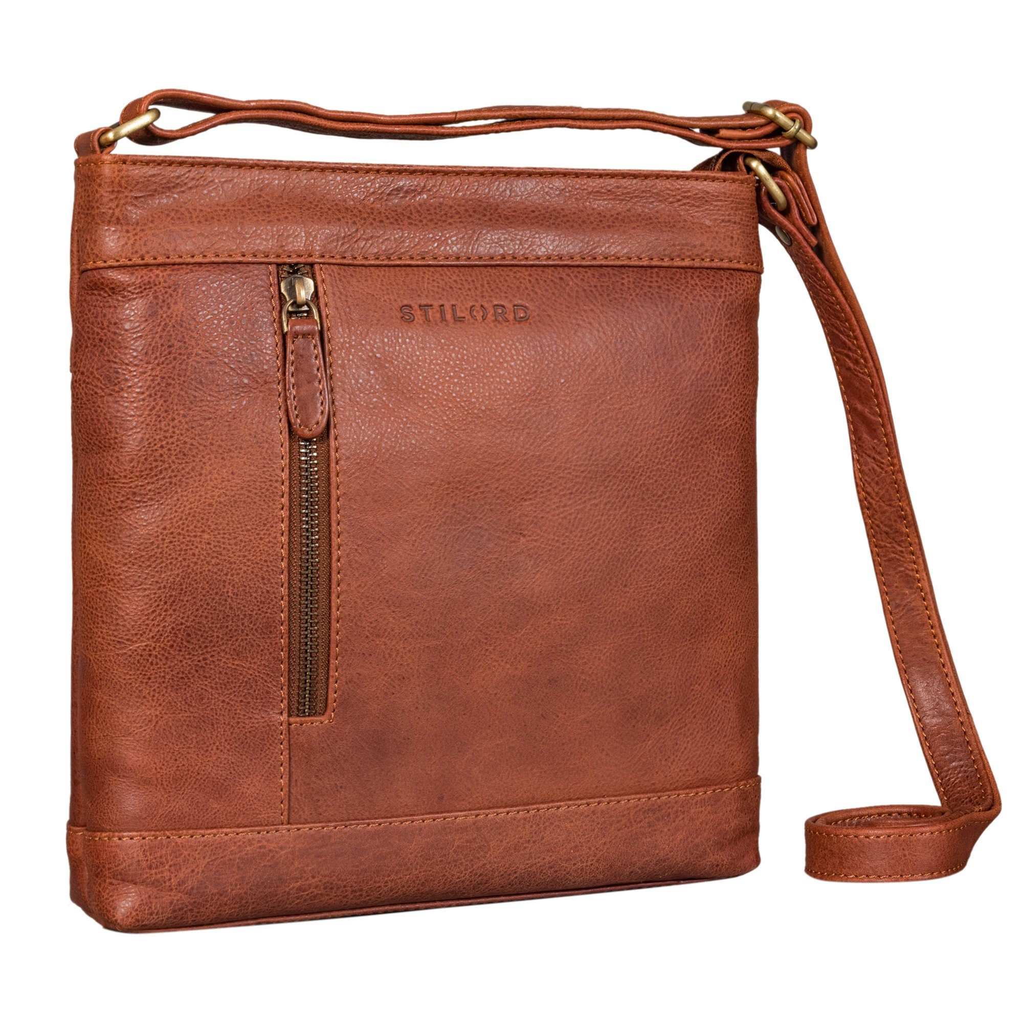 STILORD Handtasche "Moni" Premium Crossbody Bag Damen Leder arona - braun