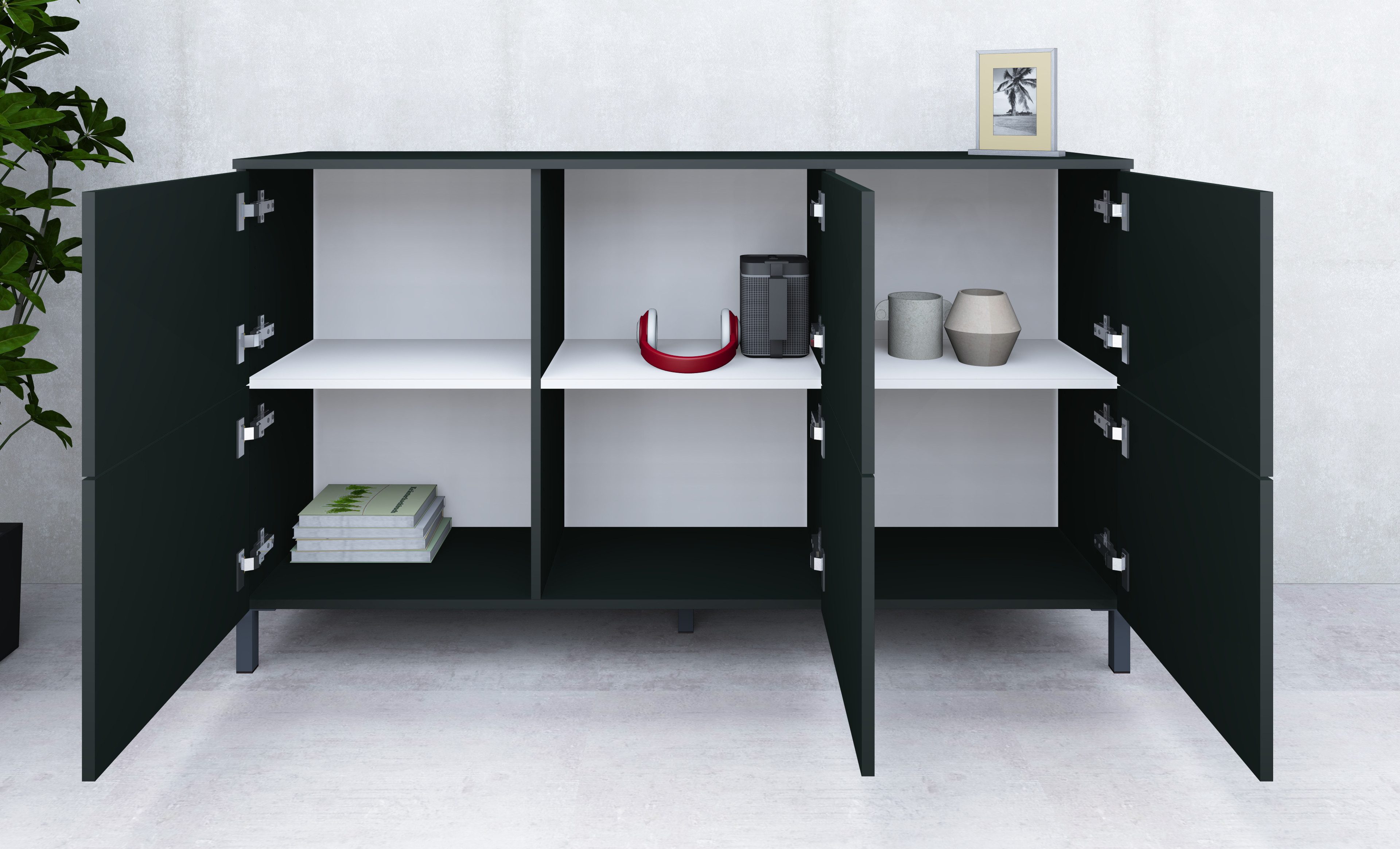 borchardt Möbel Kommode Haama, Sideboard mit Metallfüßen, Push-to-open-Technik, Breite 139 cm, Breite 139 cm