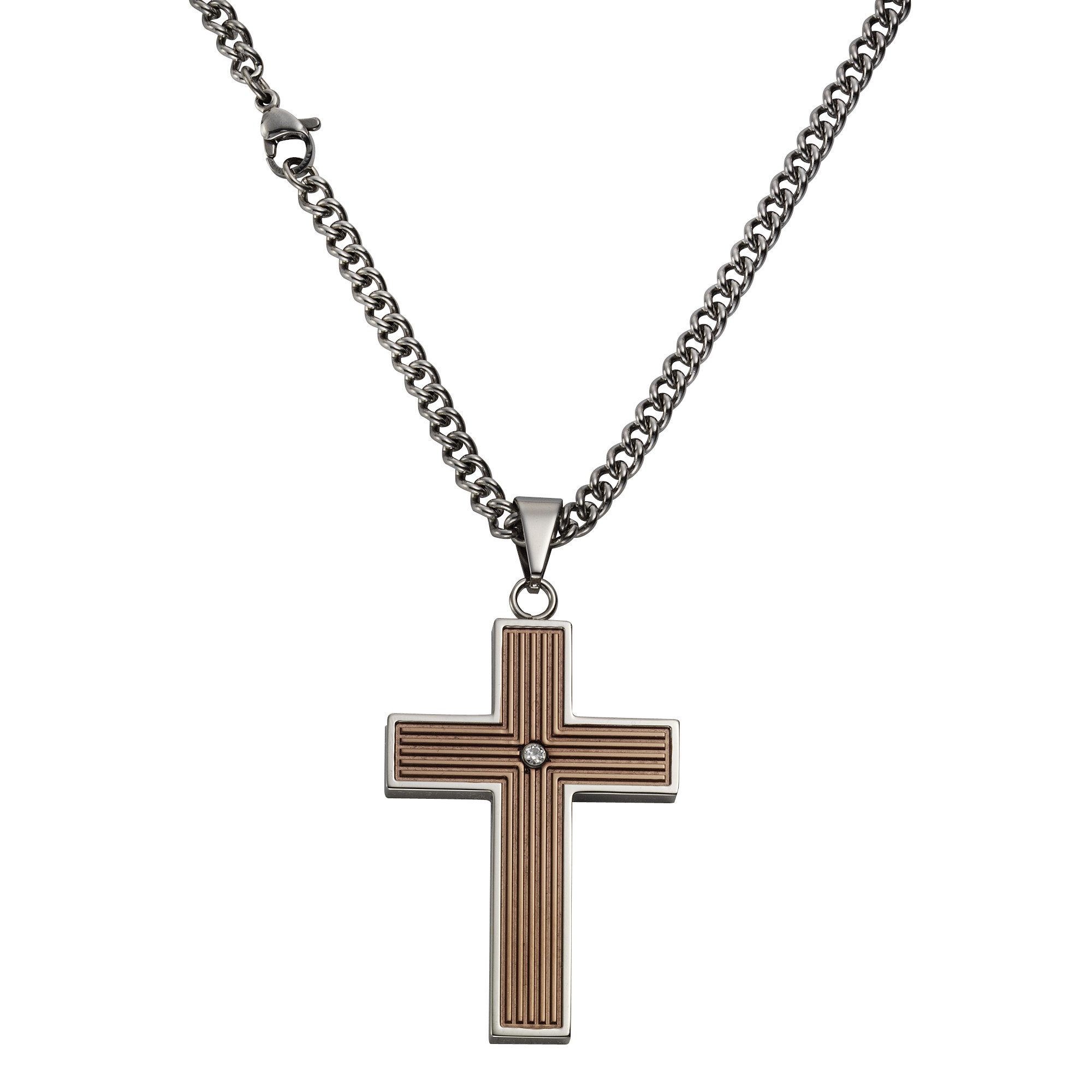 Kette mit Anhänger Edelstahl Kreuz