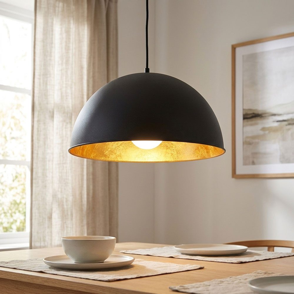 GLOBO LIGHTING LED Pendelleuchte, Leuchtmittel inklusive, Warmweiß, Pendellampe Hängeleuchte Esstischlampe Retro schwarz gold LED H 120 cm