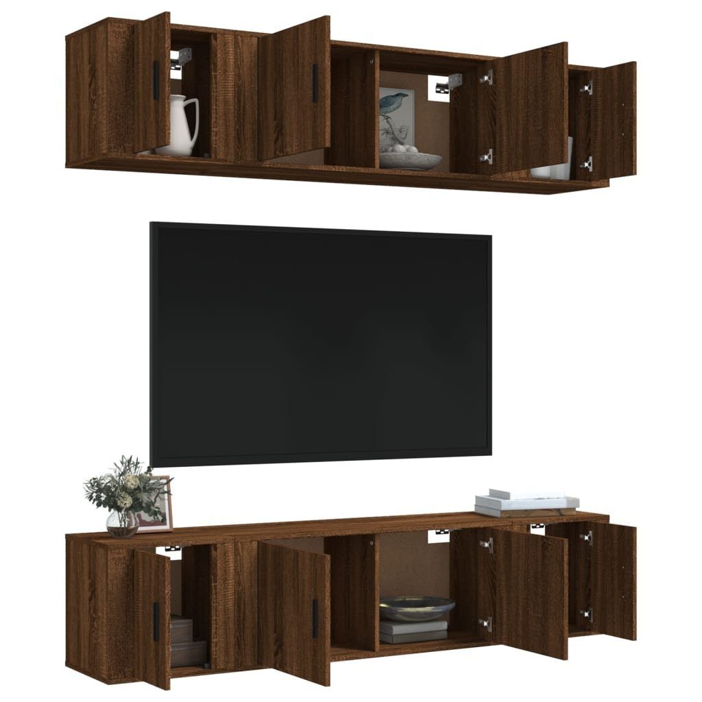 Holzwerkstoff TV-Schrank-Set 6-tlg. Eichen-Optik furnicato TV-Schrank Braun