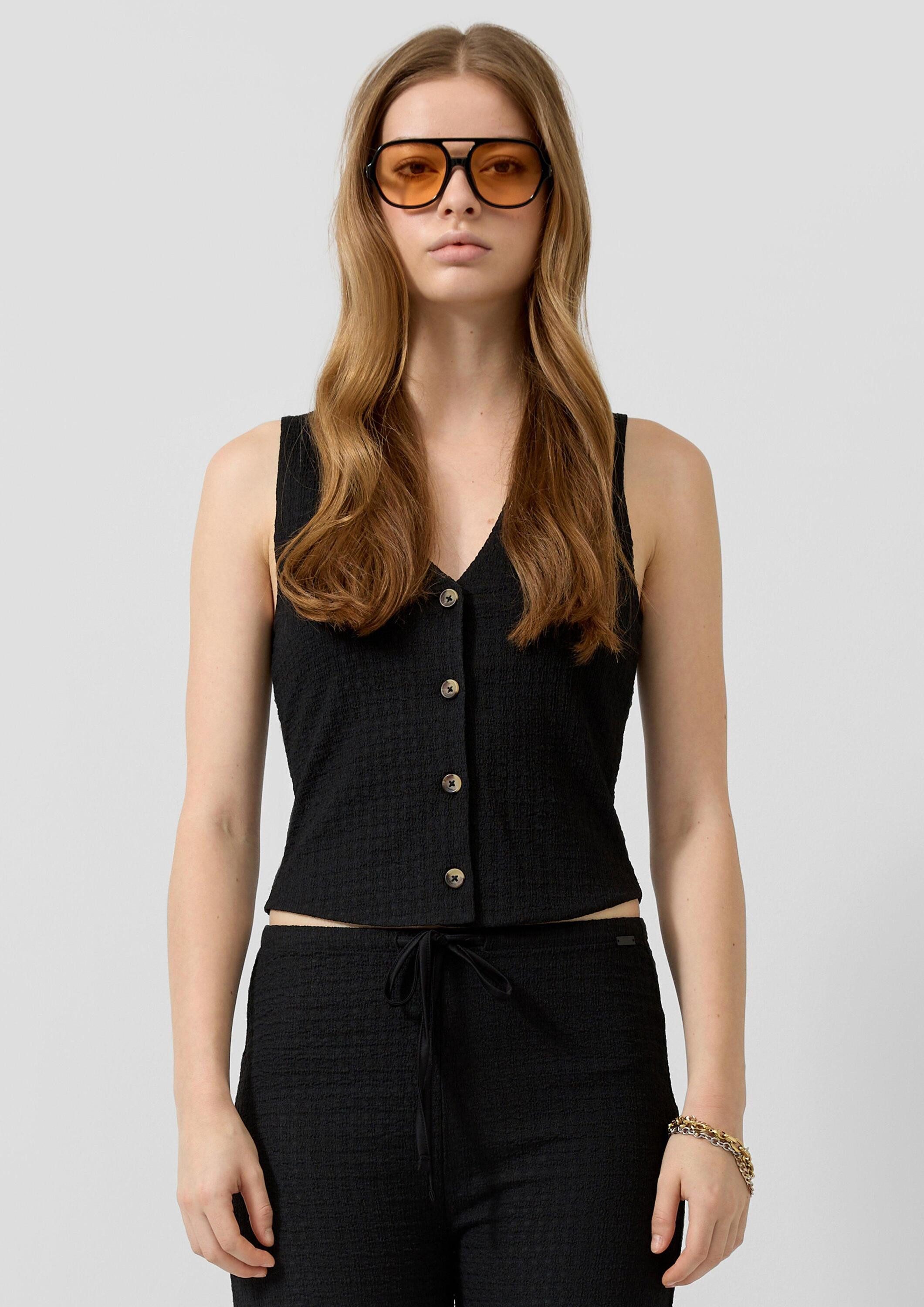 QS Funktionsweste T-Shirt Elastische Jerseyweste aus strukturierter Ware